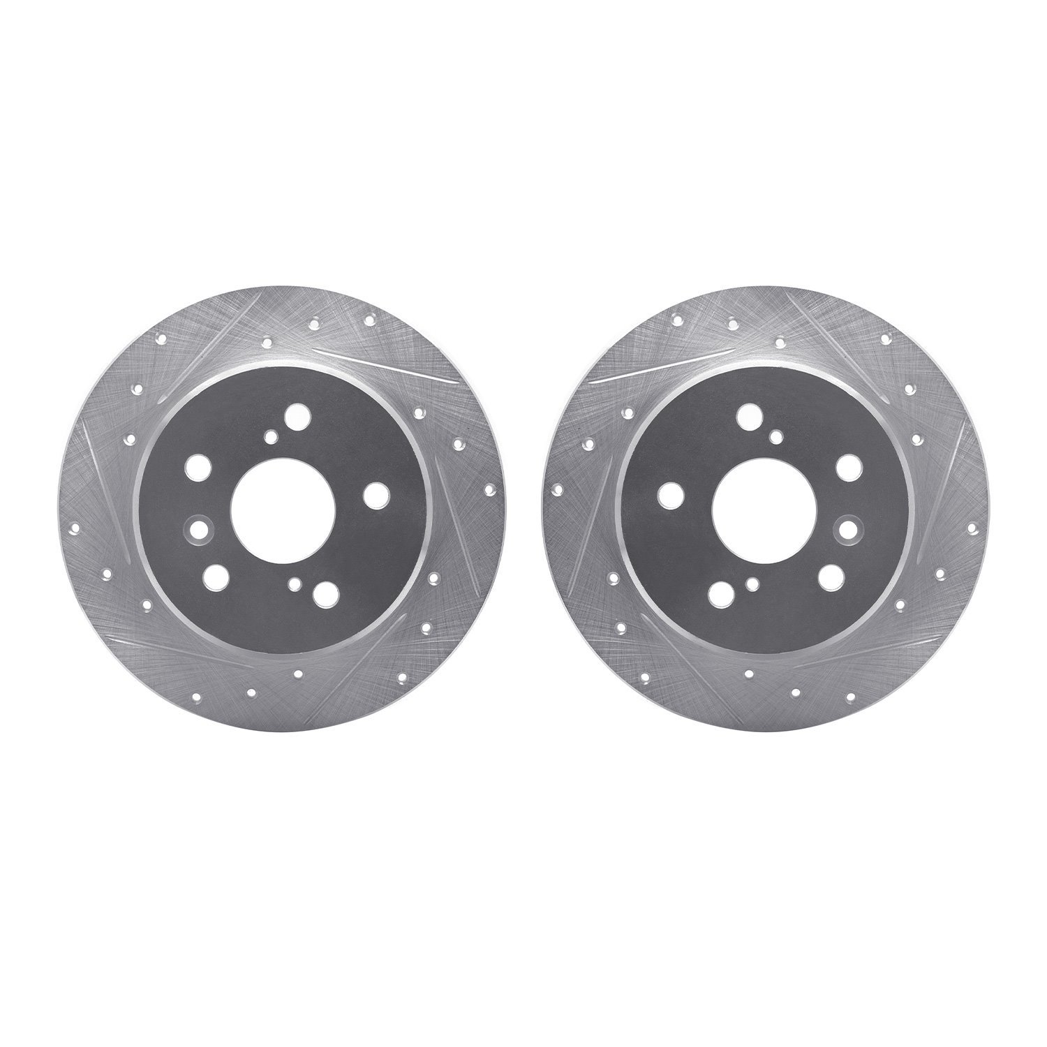 7002-76106 Drilled/Slotted Brake Rotors [Silver], 1992-2003 Lexus/Toyota/Scion, Position: Rear