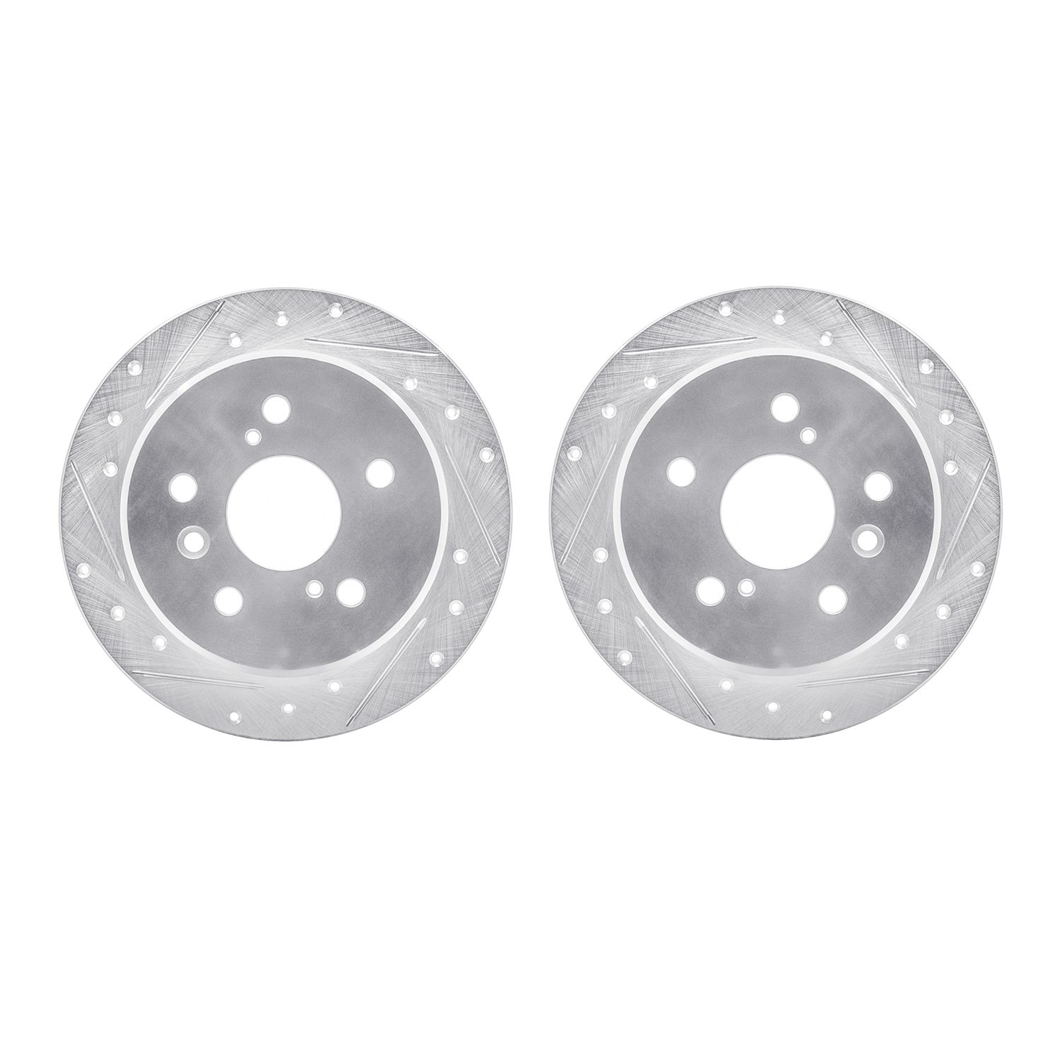 7002-76107 Drilled/Slotted Brake Rotors [Silver], 1992-2003 Lexus/Toyota/Scion, Position: Rear