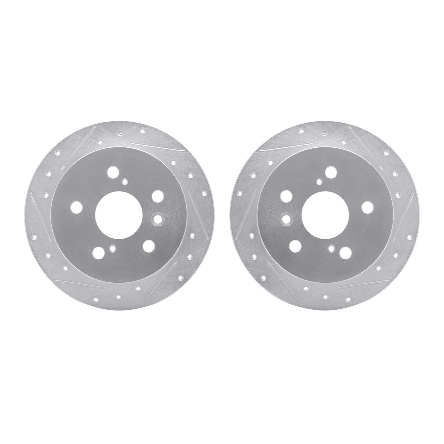 7002-76108 Drilled/Slotted Brake Rotors [Silver], 2002-2008 Lexus/Toyota/Scion, Position: Rear