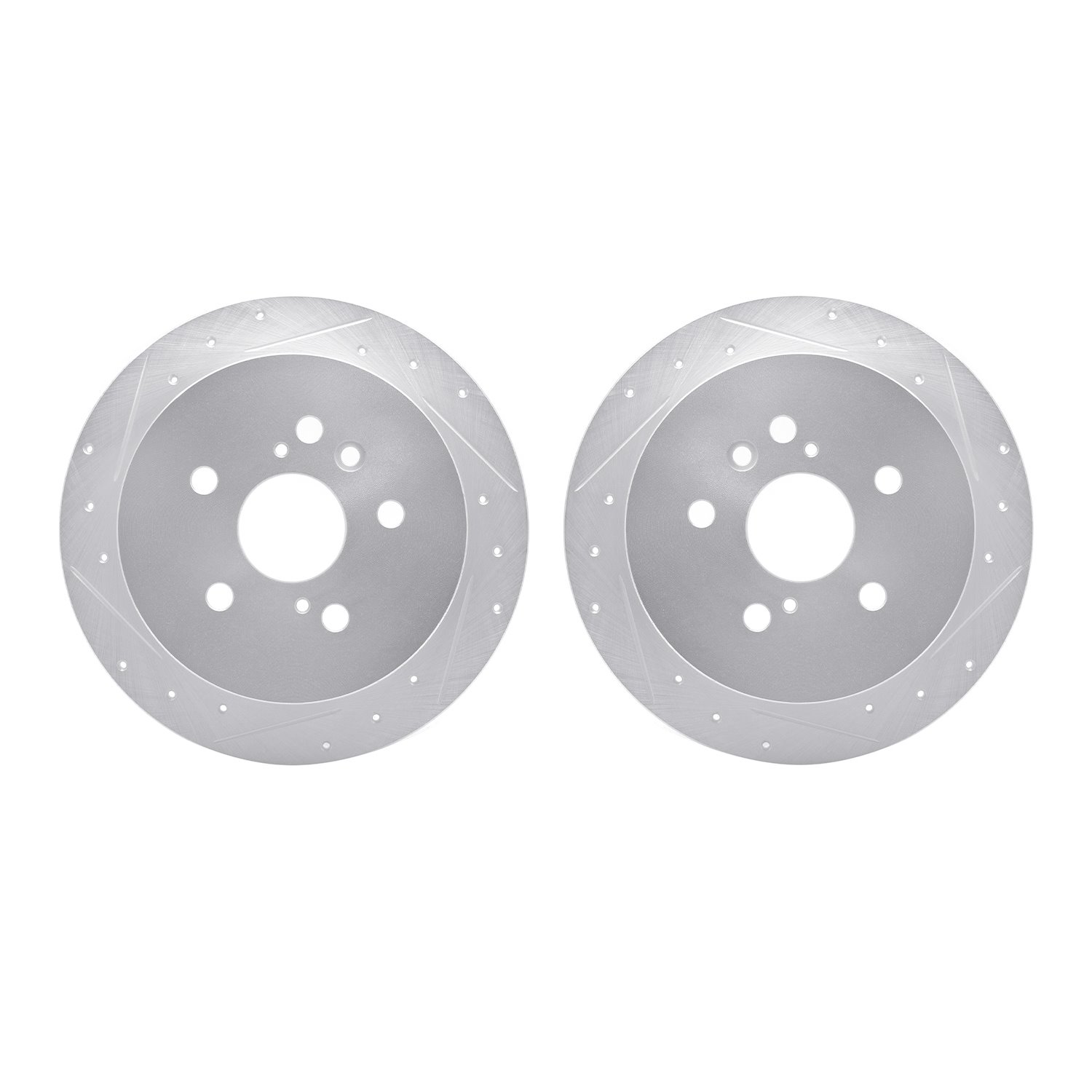 7002-76118 Drilled/Slotted Brake Rotors [Silver], 2004-2009 Lexus/Toyota/Scion, Position: Rear
