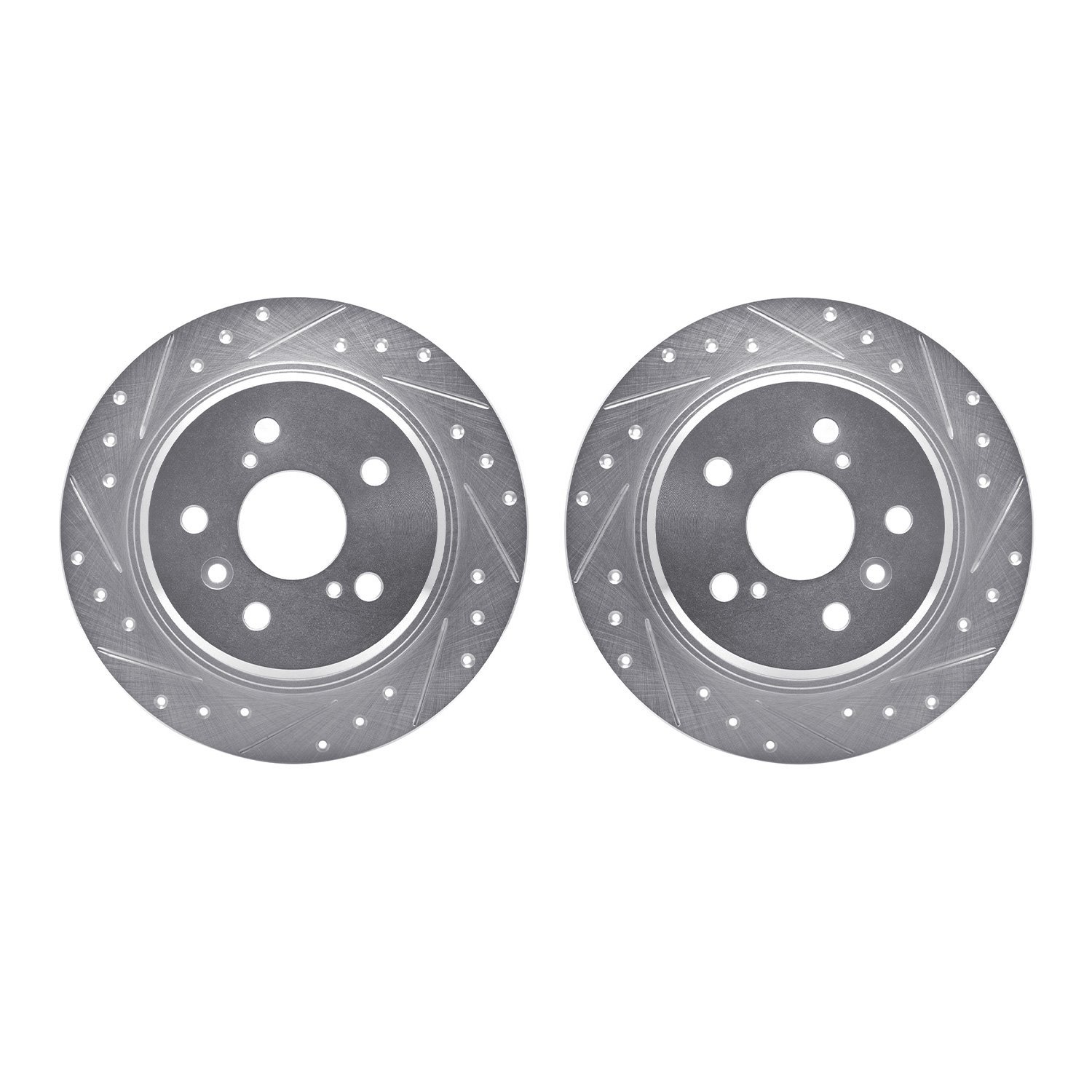 7002-76123 Drilled/Slotted Brake Rotors [Silver], 1995-1999 Lexus/Toyota/Scion, Position: Rear