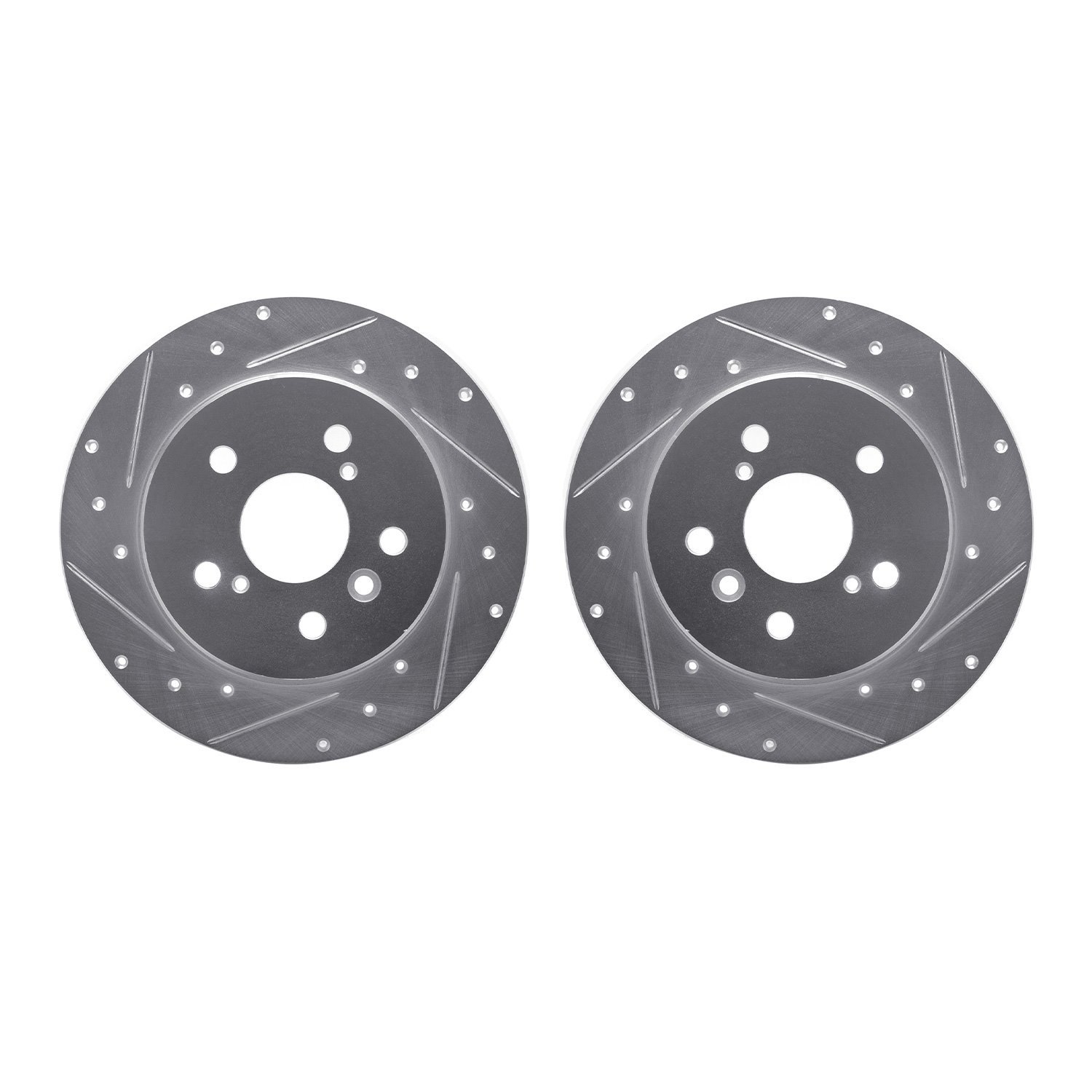 7002-76124 Drilled/Slotted Brake Rotors [Silver], 2000-2004 Lexus/Toyota/Scion, Position: Rear