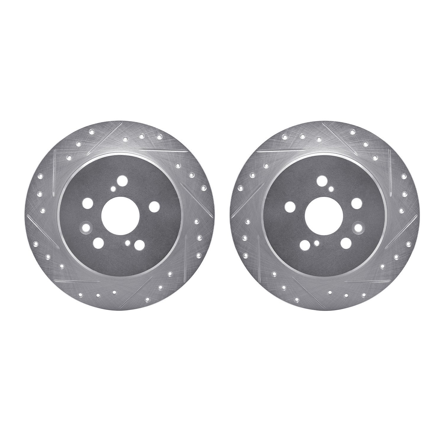 7002-76129 Drilled/Slotted Brake Rotors [Silver], 1990-1993 Lexus/Toyota/Scion, Position: Rear