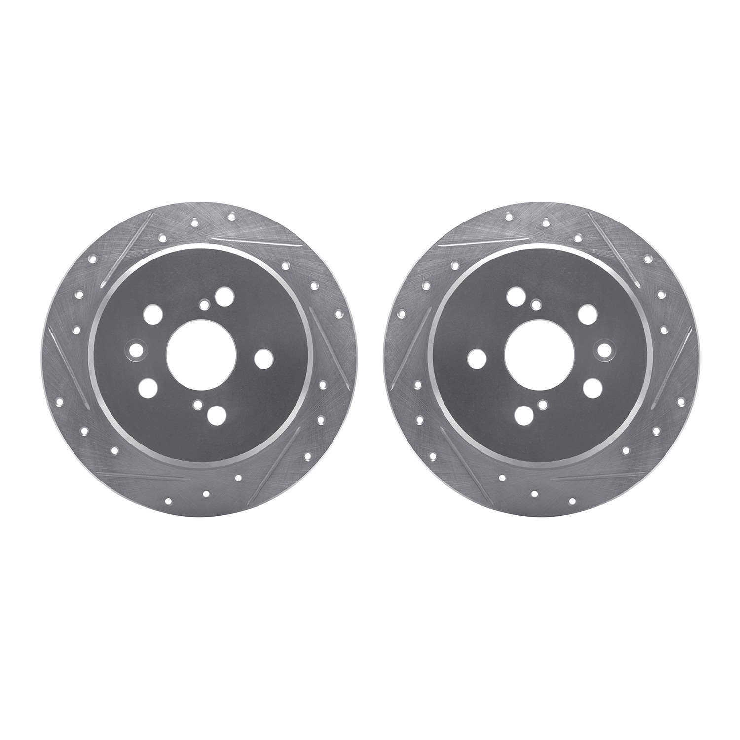 7002-76131 Drilled/Slotted Brake Rotors [Silver], 1996-1999 Lexus/Toyota/Scion, Position: Rear