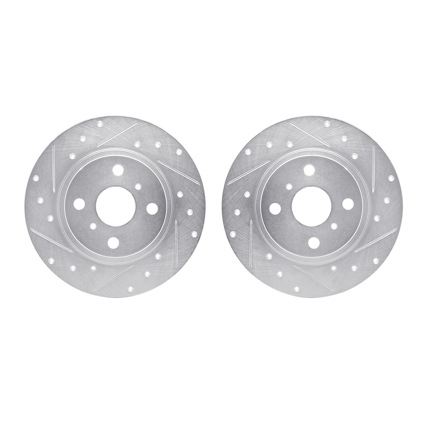 7002-76142 Drilled/Slotted Brake Rotors [Silver], 1987-1989 Lexus/Toyota/Scion, Position: Rear
