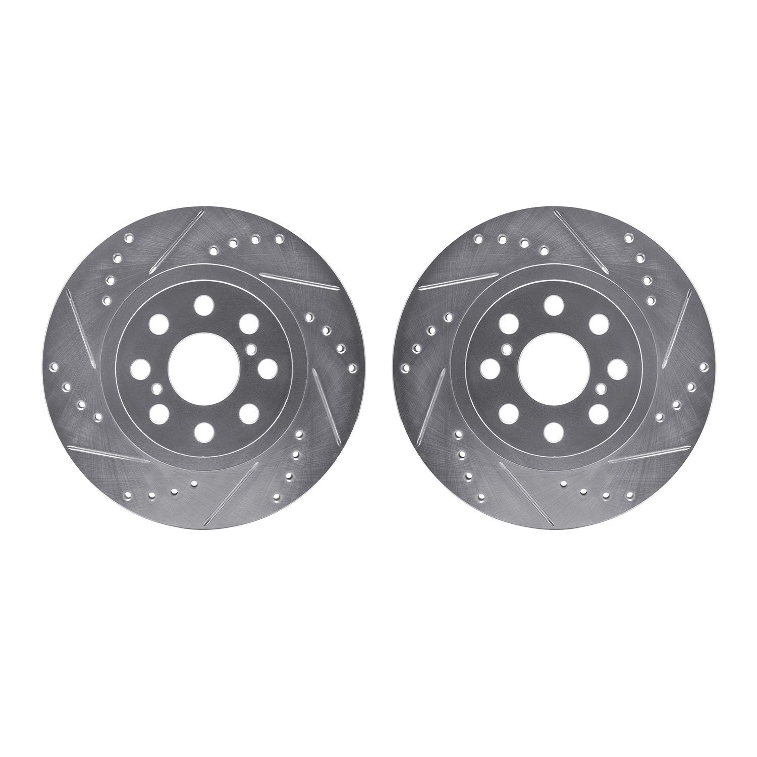 7002-76145 Drilled/Slotted Brake Rotors [Silver], 2000-2005 Lexus/Toyota/Scion, Position: Rear