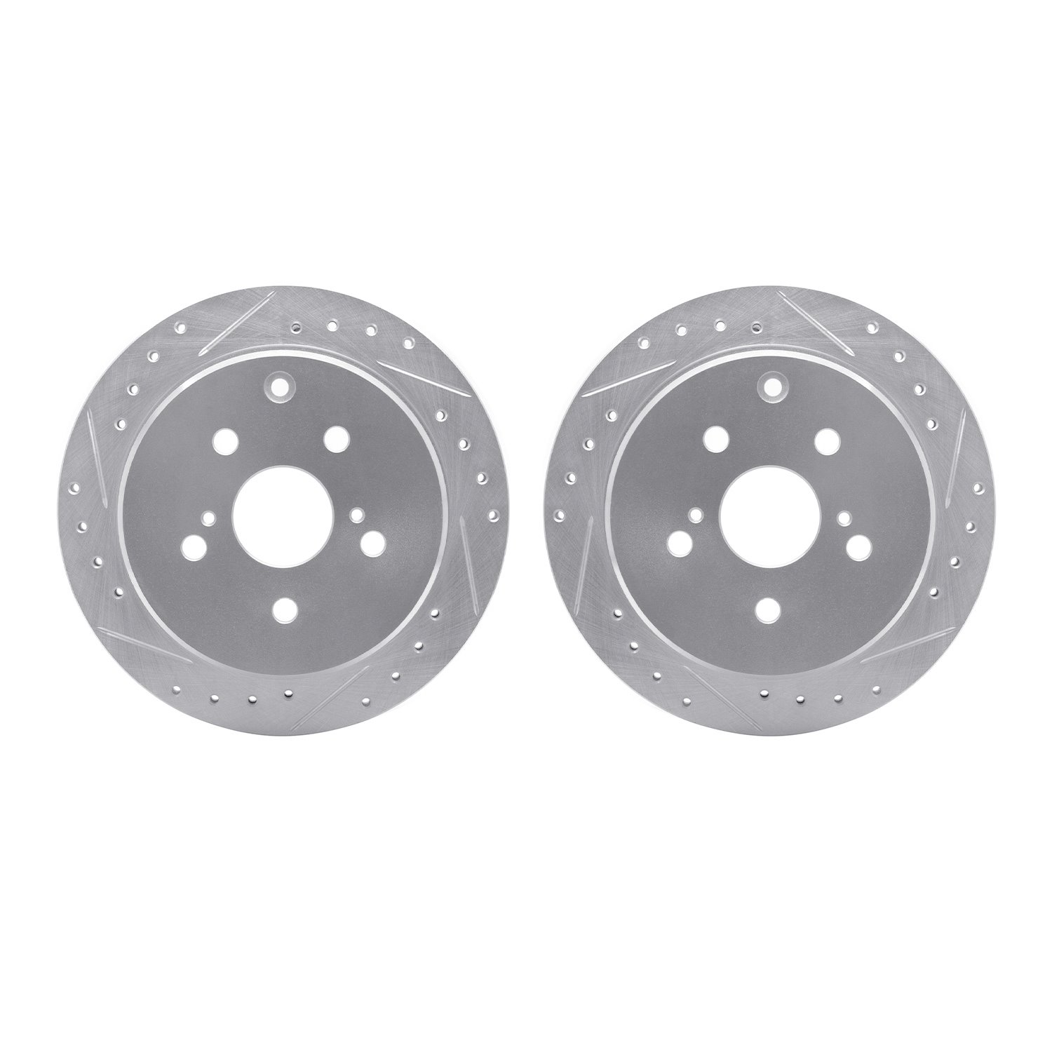7002-76146 Drilled/Slotted Brake Rotors [Silver], 1986-1997 Lexus/Toyota/Scion, Position: Rear