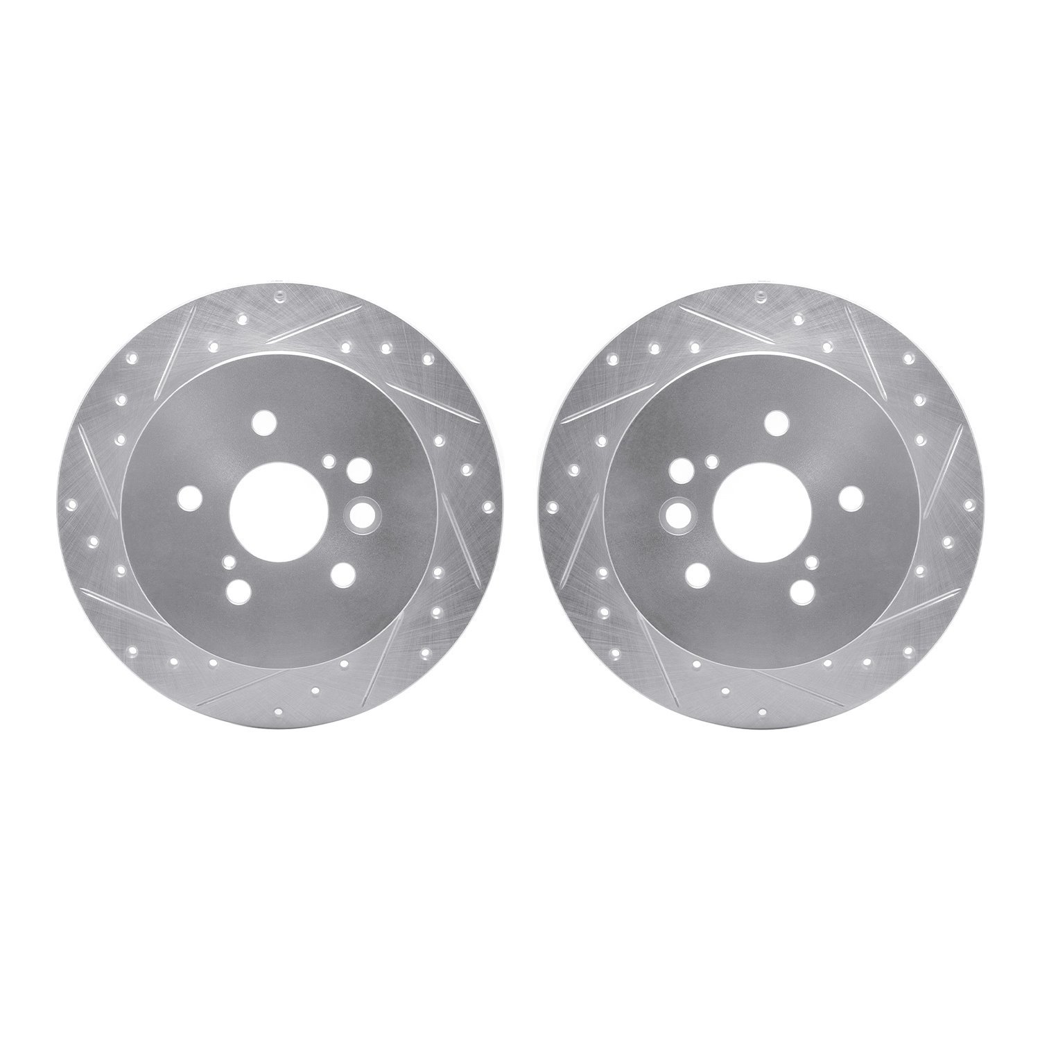 7002-76147 Drilled/Slotted Brake Rotors [Silver], 2004-2005 Lexus/Toyota/Scion, Position: Rear