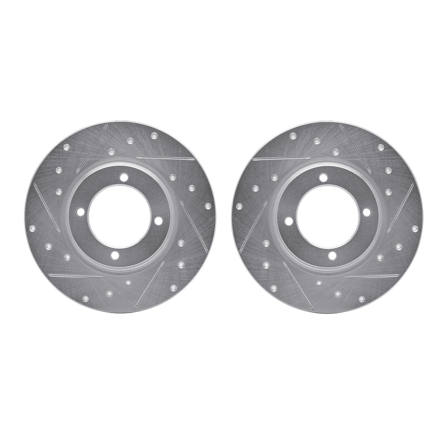 7002-80002 Drilled/Slotted Brake Rotors [Silver], 1974-1984 Ford/Lincoln/Mercury/Mazda, Position: Front