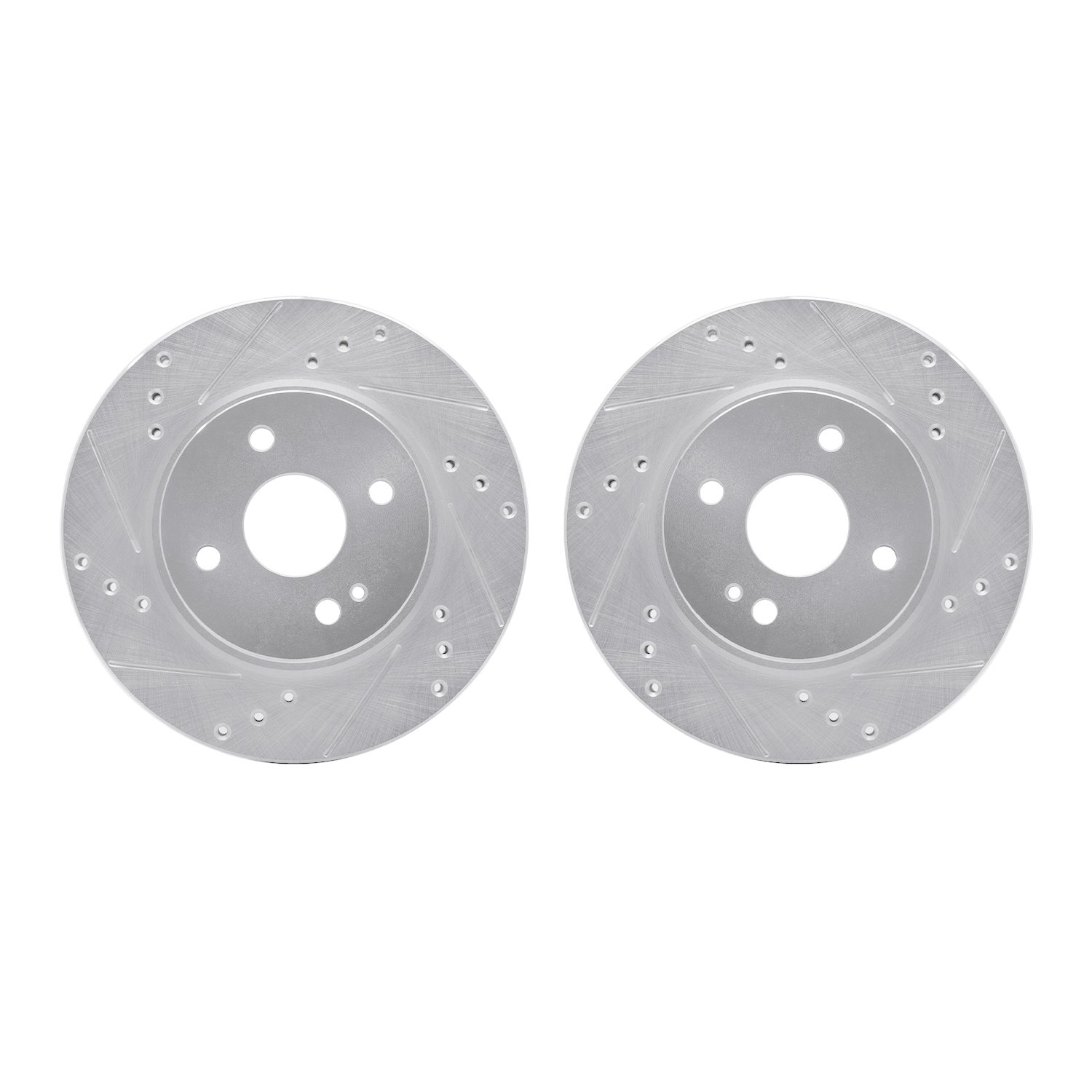 7002-80005 Drilled/Slotted Brake Rotors [Silver], 2011-2015 Ford/Lincoln/Mercury/Mazda, Position: Front