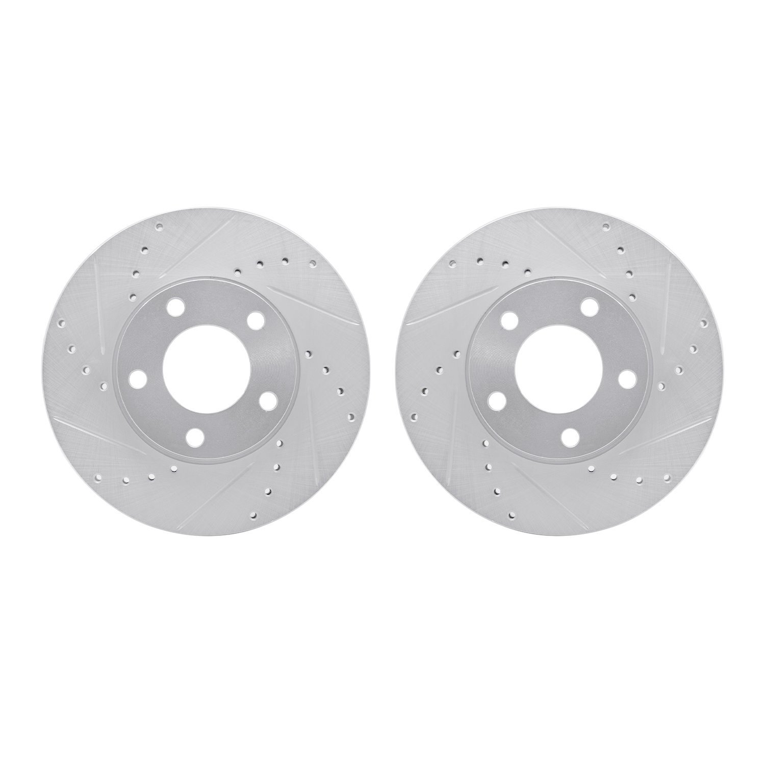 7002-80006 Drilled/Slotted Brake Rotors [Silver], 2004-2013 Ford/Lincoln/Mercury/Mazda, Position: Front