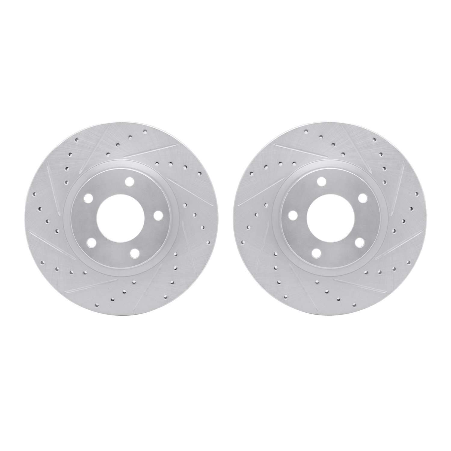 7002-80007 Drilled/Slotted Brake Rotors [Silver], 2004-2015 Ford/Lincoln/Mercury/Mazda, Position: Front