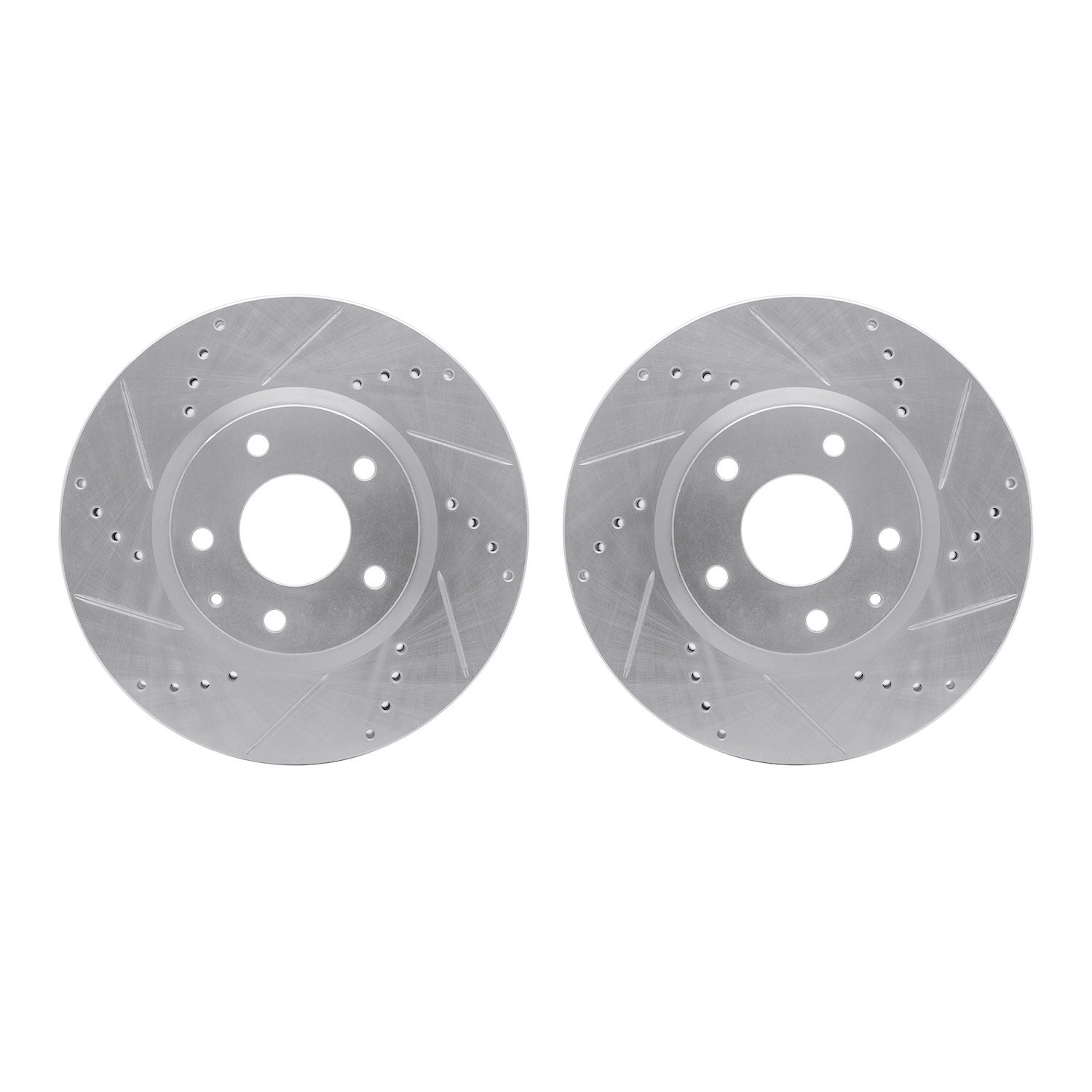 7002-80015 Drilled/Slotted Brake Rotors [Silver], 2013-2015 Ford/Lincoln/Mercury/Mazda, Position: Front