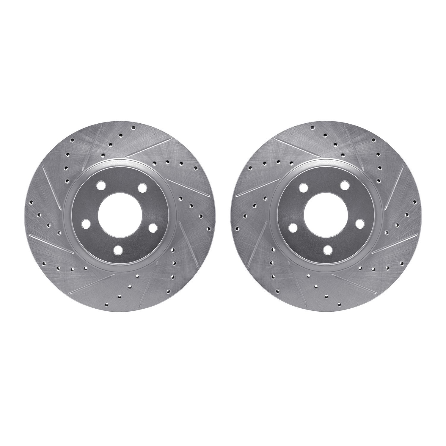 7002-80023 Drilled/Slotted Brake Rotors [Silver], 1988-1991 Ford/Lincoln/Mercury/Mazda, Position: Front