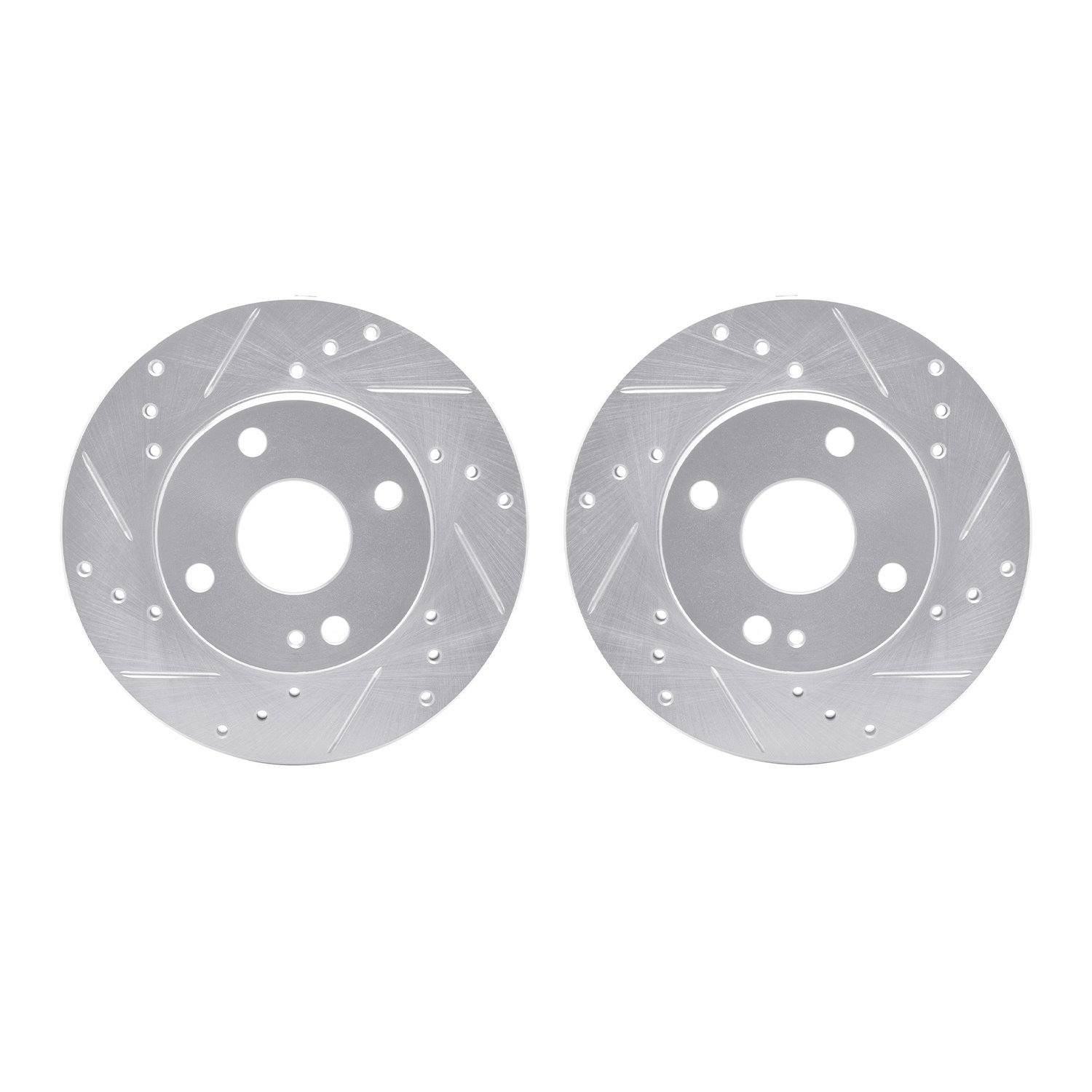 7002-80033 Drilled/Slotted Brake Rotors [Silver], 1990-1993 Ford/Lincoln/Mercury/Mazda, Position: Front