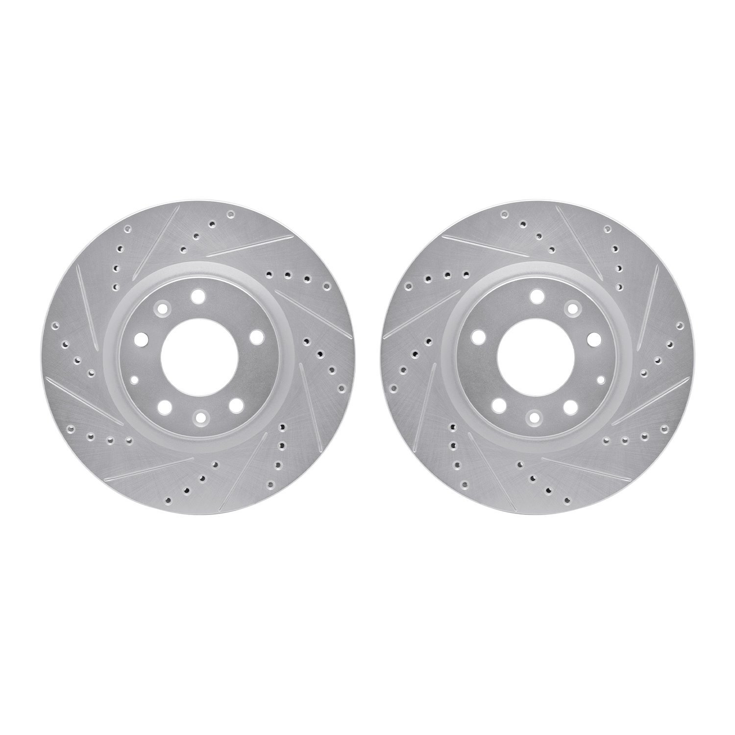 7002-80050 Drilled/Slotted Brake Rotors [Silver], 2004-2008 Ford/Lincoln/Mercury/Mazda, Position: Front