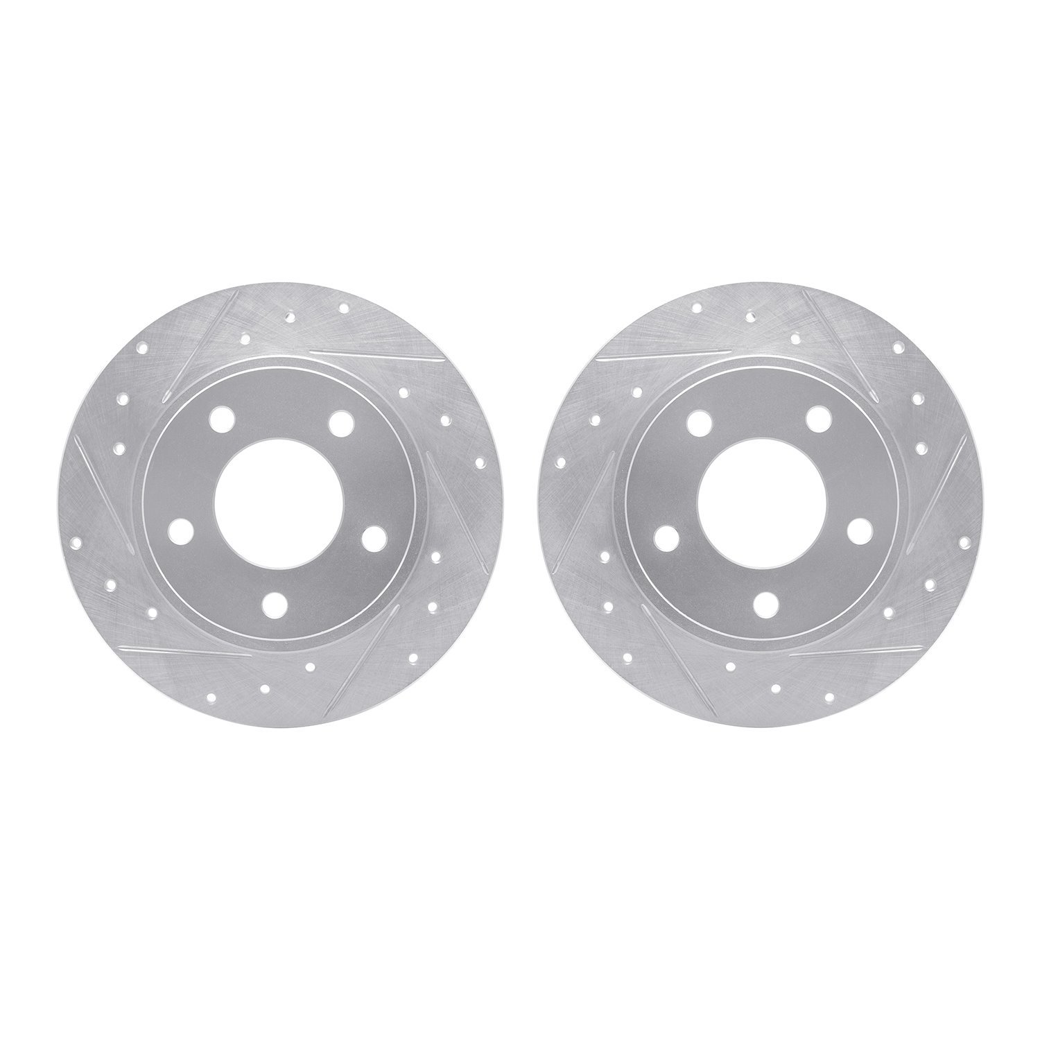 7002-80054 Drilled/Slotted Brake Rotors [Silver], 1993-2003 Ford/Lincoln/Mercury/Mazda, Position: Rear