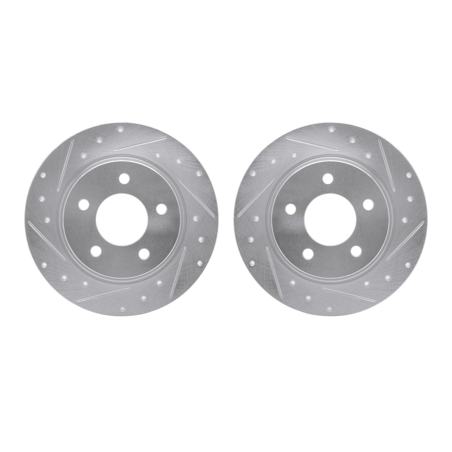 7002-80056 Drilled/Slotted Brake Rotors [Silver], 2004-2013 Ford/Lincoln/Mercury/Mazda, Position: Rear