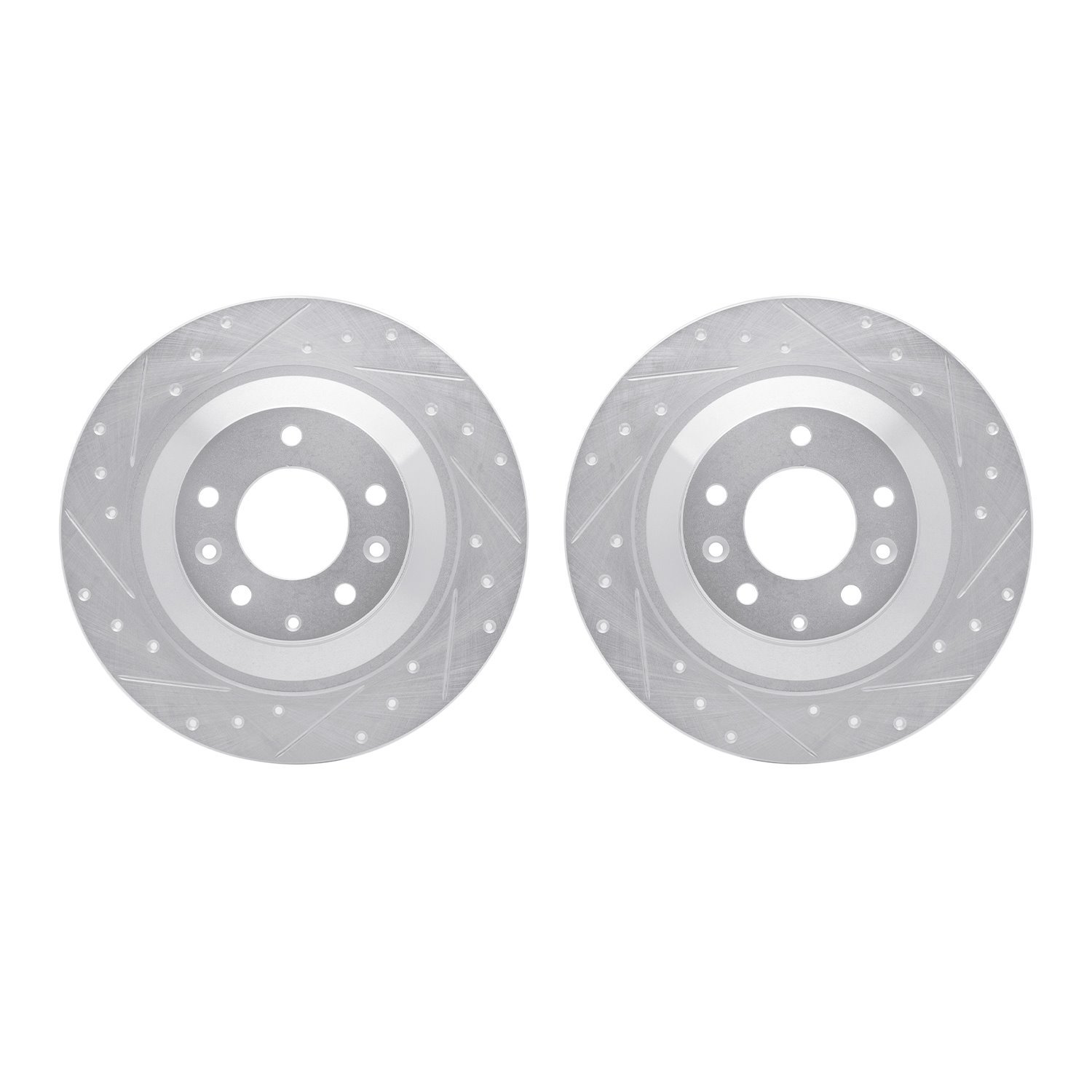 7002-80061 Drilled/Slotted Brake Rotors [Silver], 2006-2007 Ford/Lincoln/Mercury/Mazda, Position: Rear