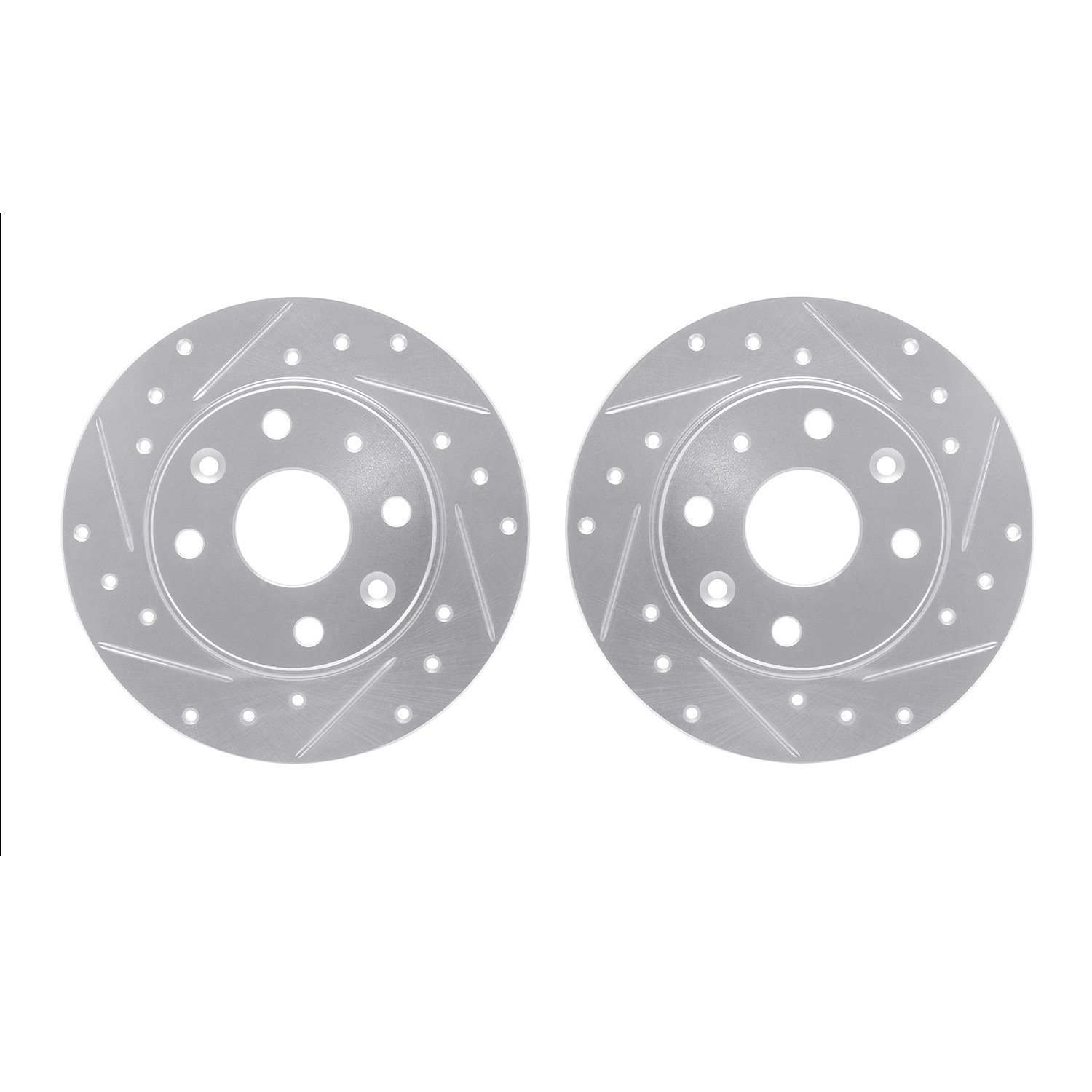 7002-80074 Drilled/Slotted Brake Rotors [Silver], 1990-1993 Ford/Lincoln/Mercury/Mazda, Position: Rear