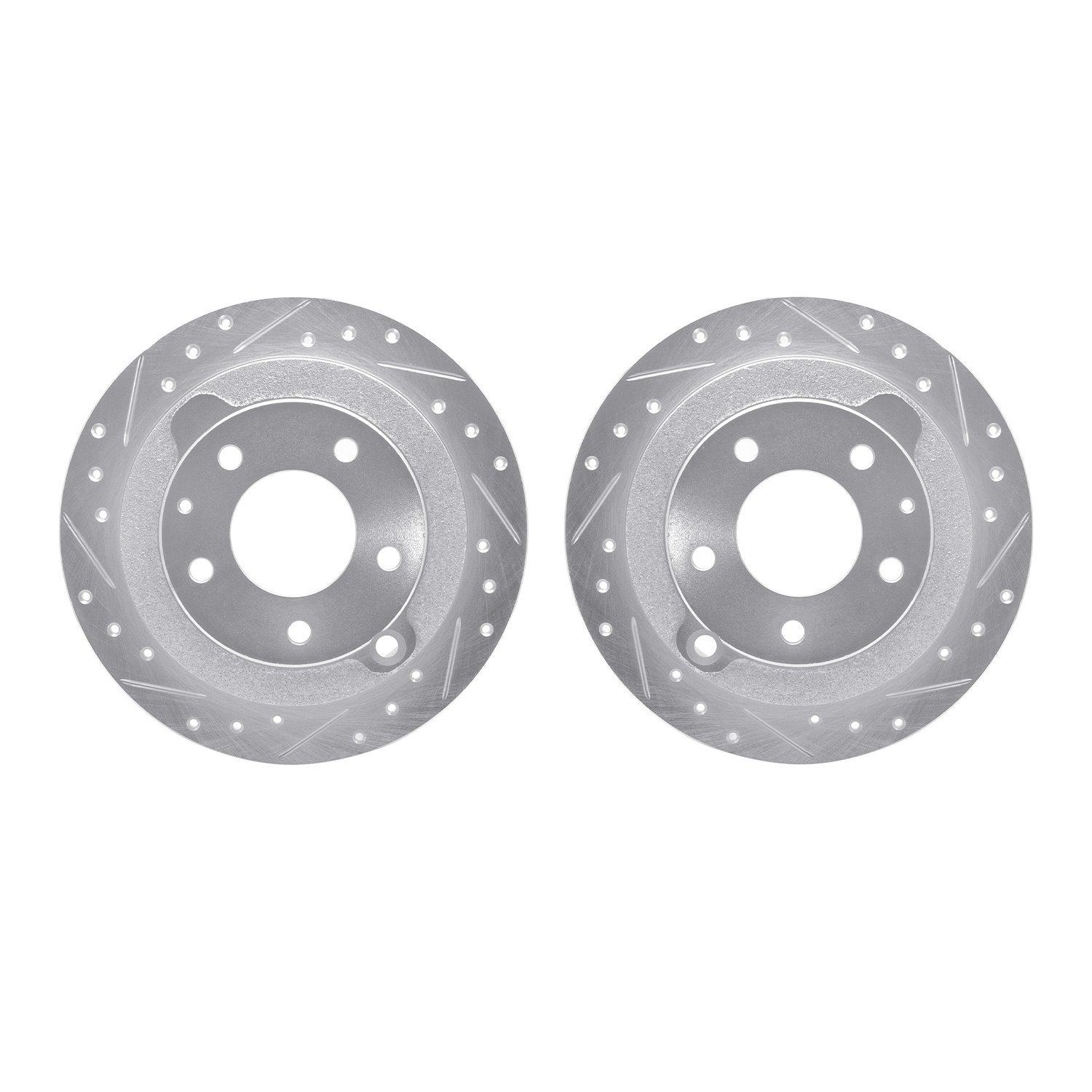 7002-80076 Drilled/Slotted Brake Rotors [Silver], 1995-2002 Ford/Lincoln/Mercury/Mazda, Position: Rear