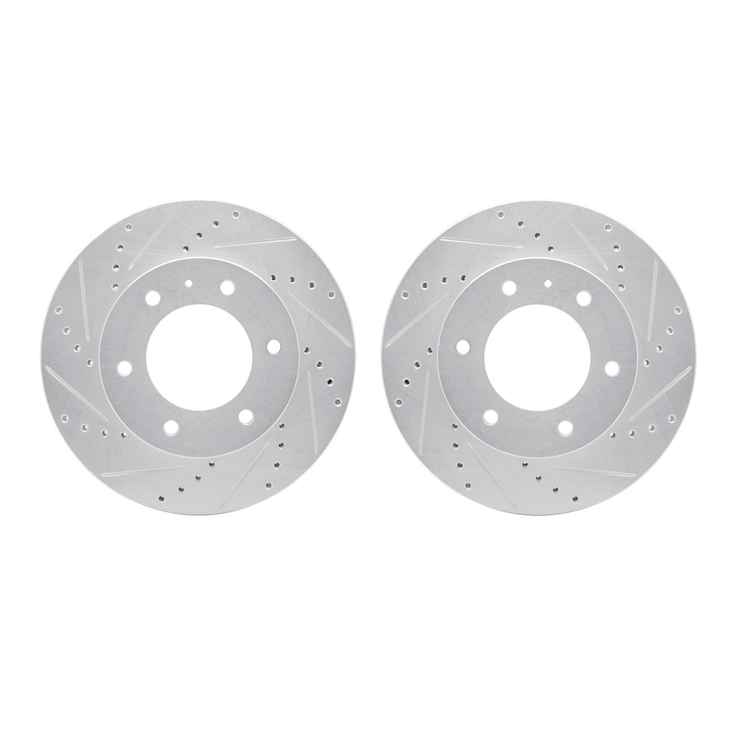 7002-92028 Drilled/Slotted Brake Rotors [Silver], 2013-2017 Ford/Lincoln/Mercury/Mazda, Position: Front