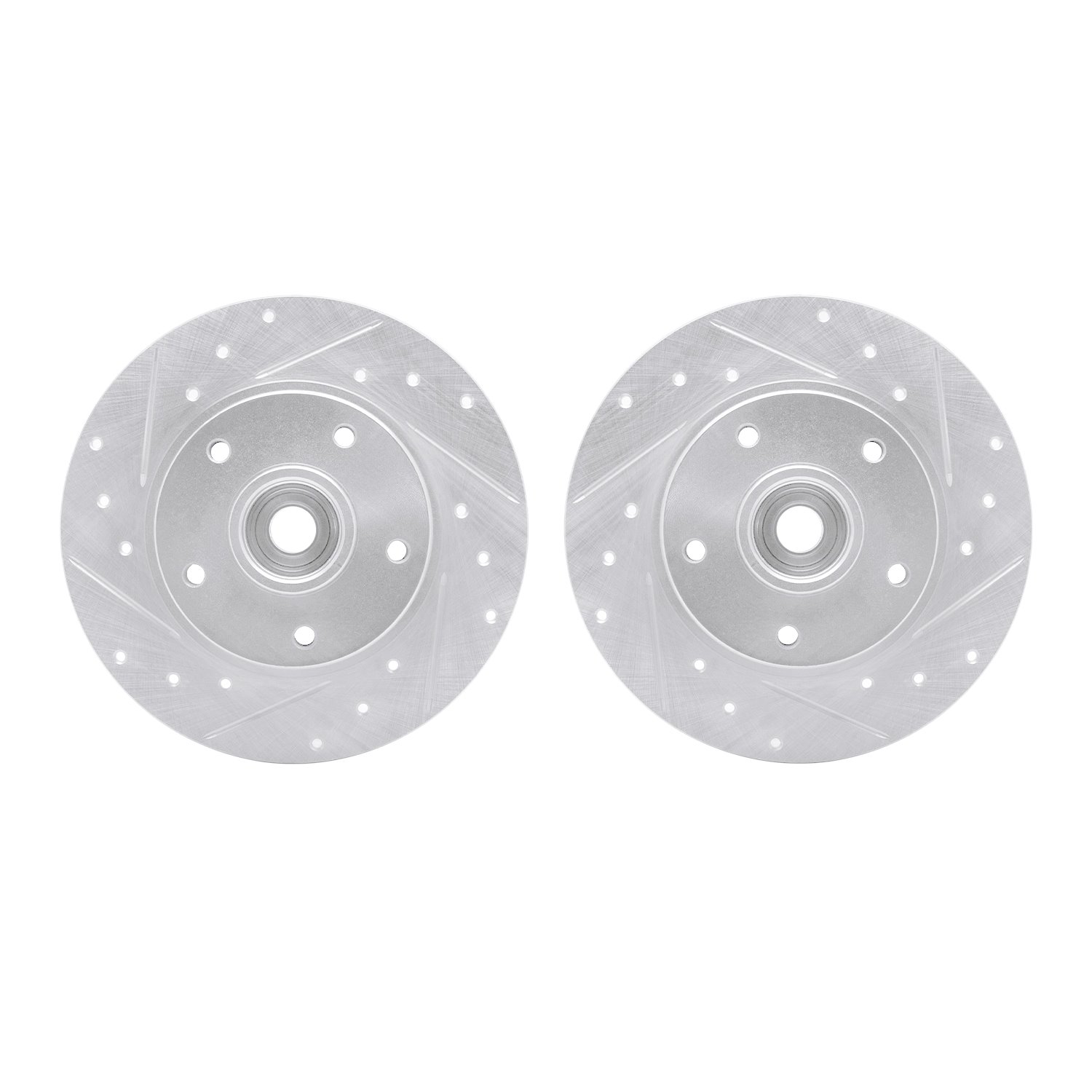 7002-92038 Drilled/Slotted Brake Rotors [Silver], 2002-2010 Multiple Makes/Models, Position: Front