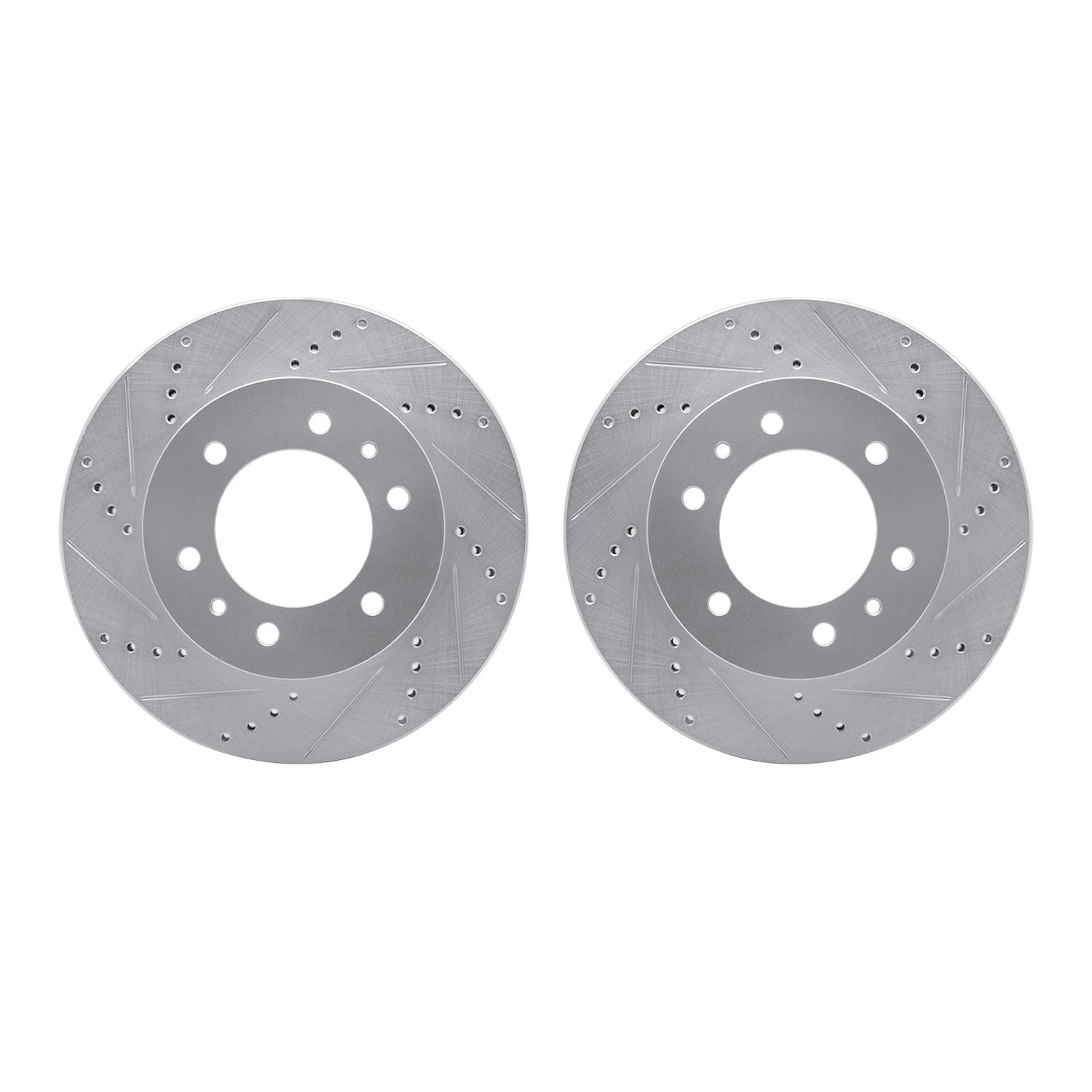 7002-93000 Drilled/Slotted Brake Rotors [Silver], 2006-2010 GM, Position: Front
