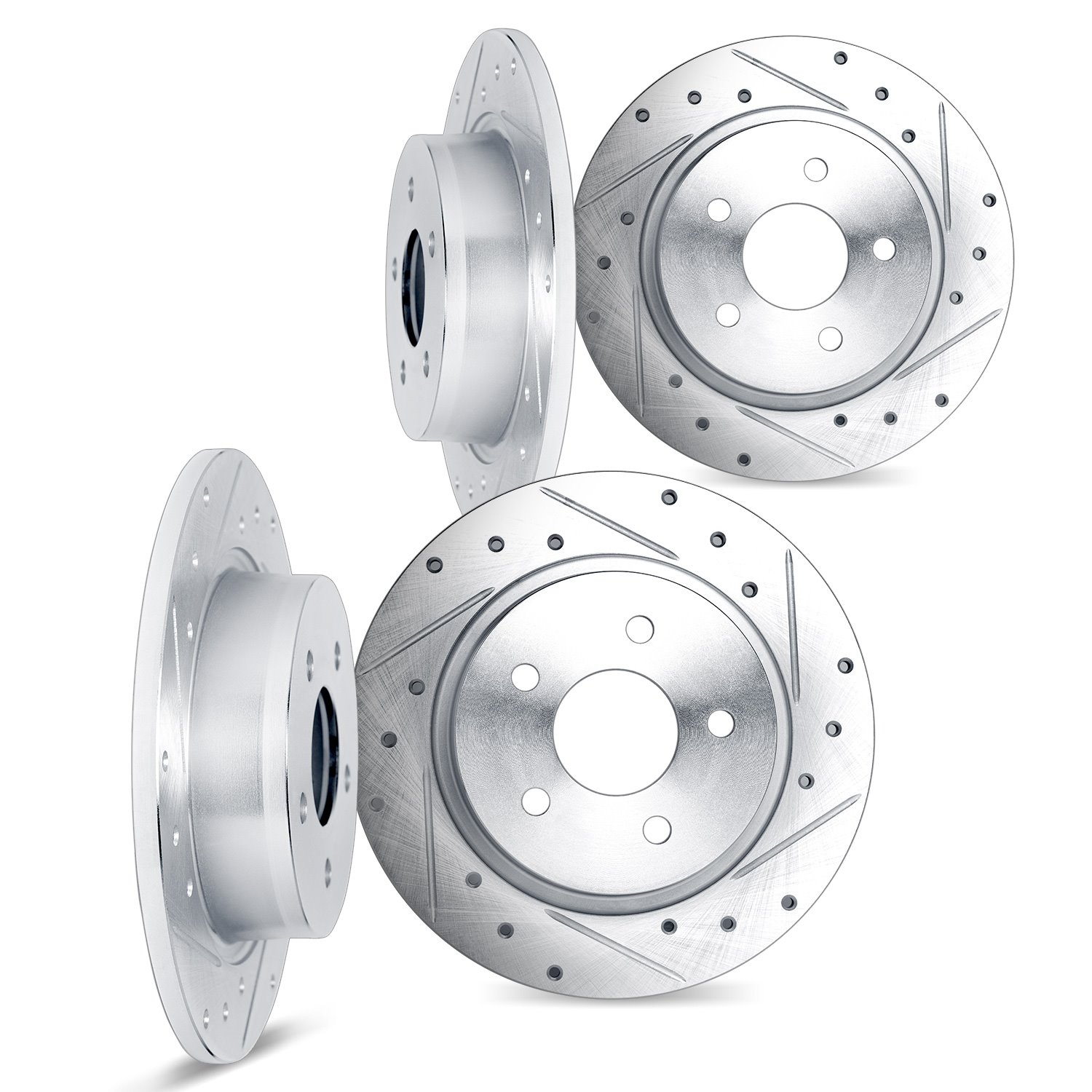 7004-27001 Drilled/Slotted Brake Rotors [Silver], 1967-1972 Volvo, Position: Front and Rear