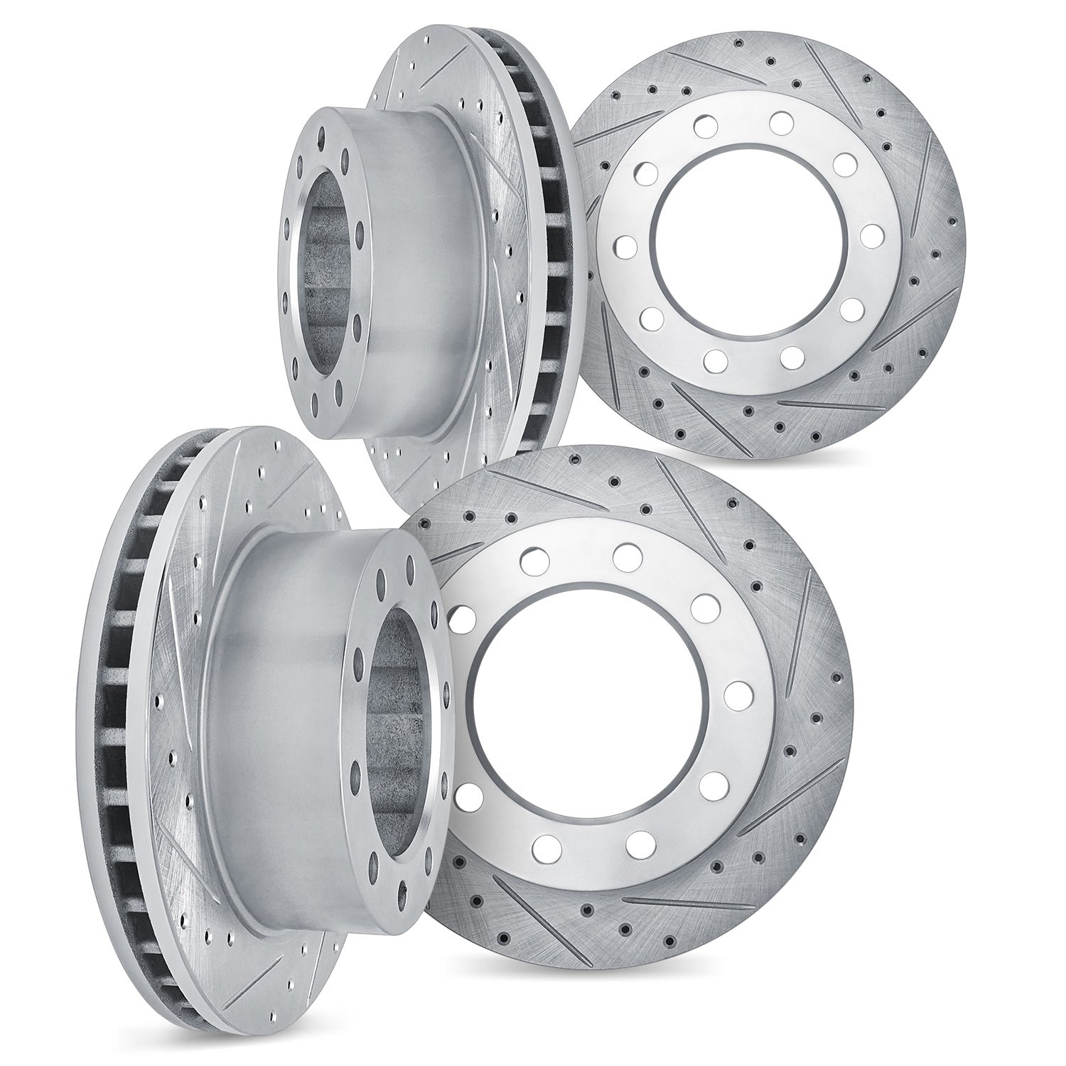 7004-40141 Drilled/Slotted Brake Rotors [Silver], 2006-2021 Multiple Makes/Models, Position: Front and Rear