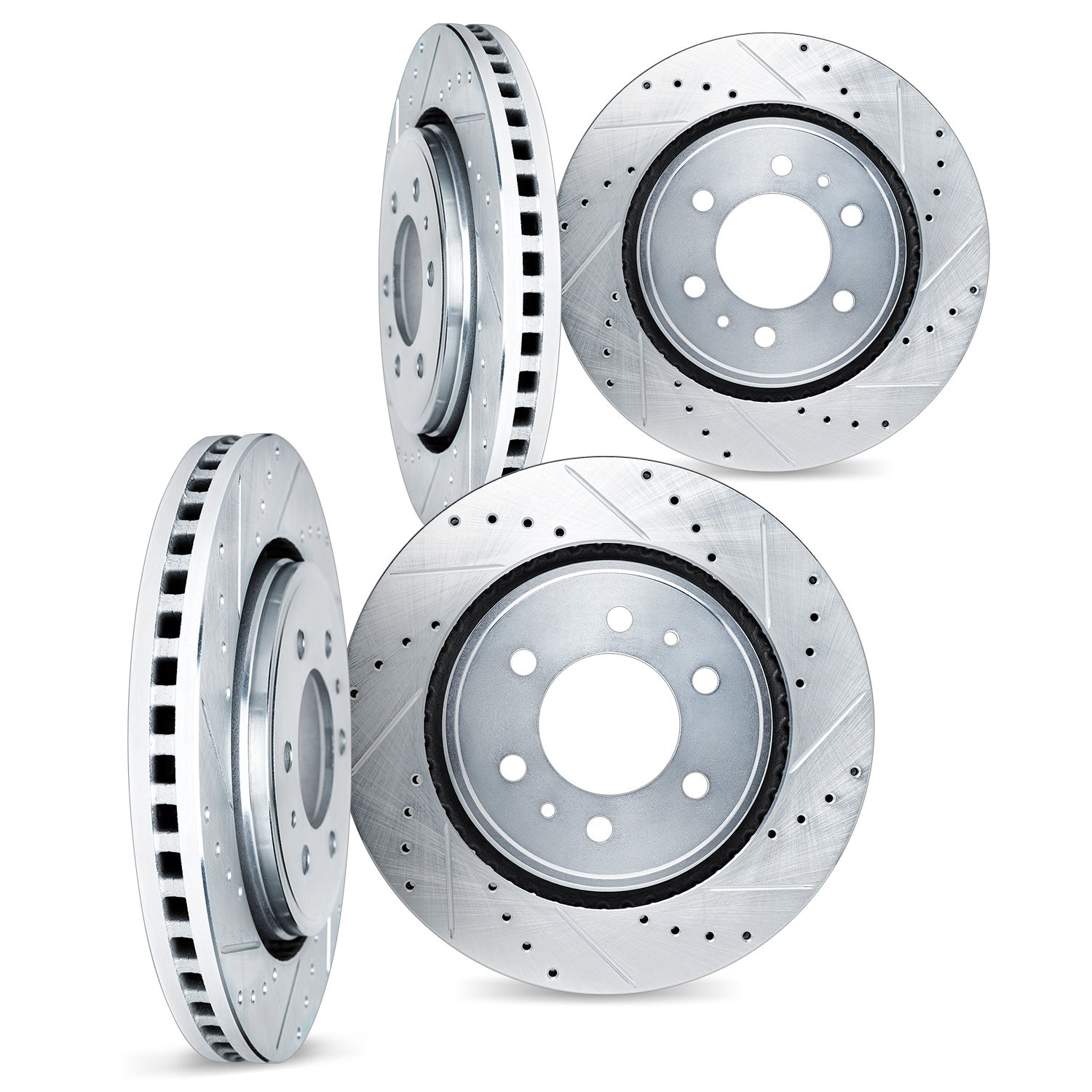 7004-40156 Drilled/Slotted Brake Rotors [Silver], 1992-2002 Mopar, Position: Front and Rear