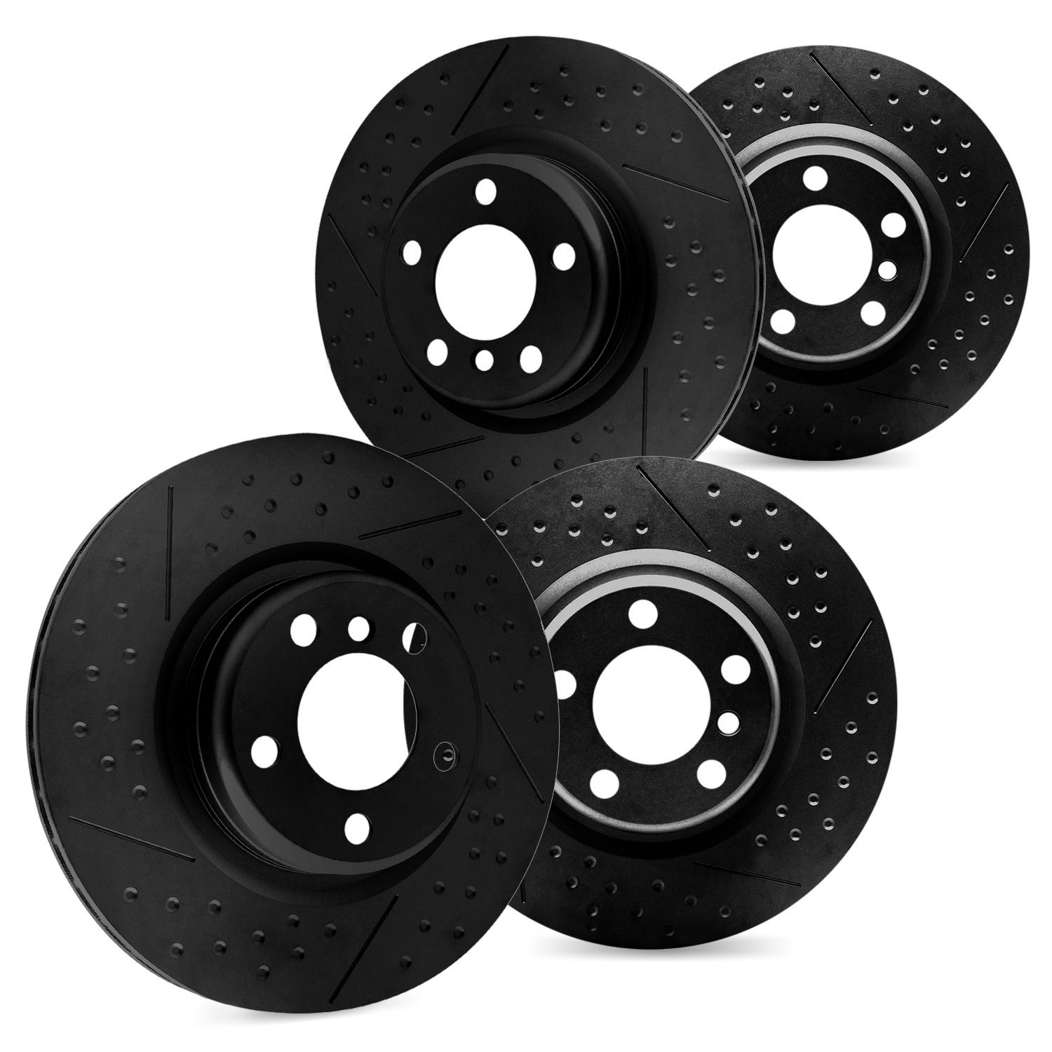 7004-45042 Dimpled & Slotted Brake Rotors [Silver], 2009-2014 GM, Position: Front and Rear