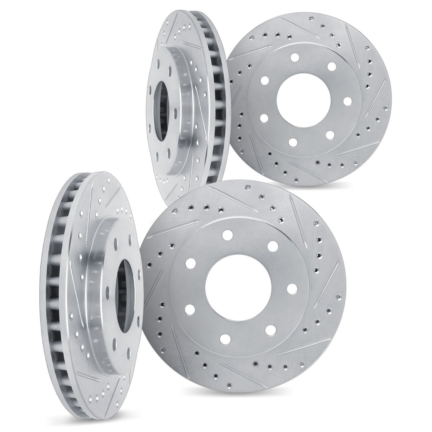 7004-54154 Drilled/Slotted Brake Rotors [Silver], 2010-2011 Ford/Lincoln/Mercury/Mazda, Position: Front and Rear