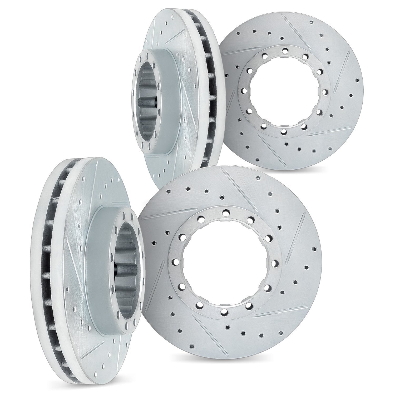 7004-72045 Drilled/Slotted Brake Rotors [Silver], 2005-2020 Multiple Makes/Models, Position: Front and Rear