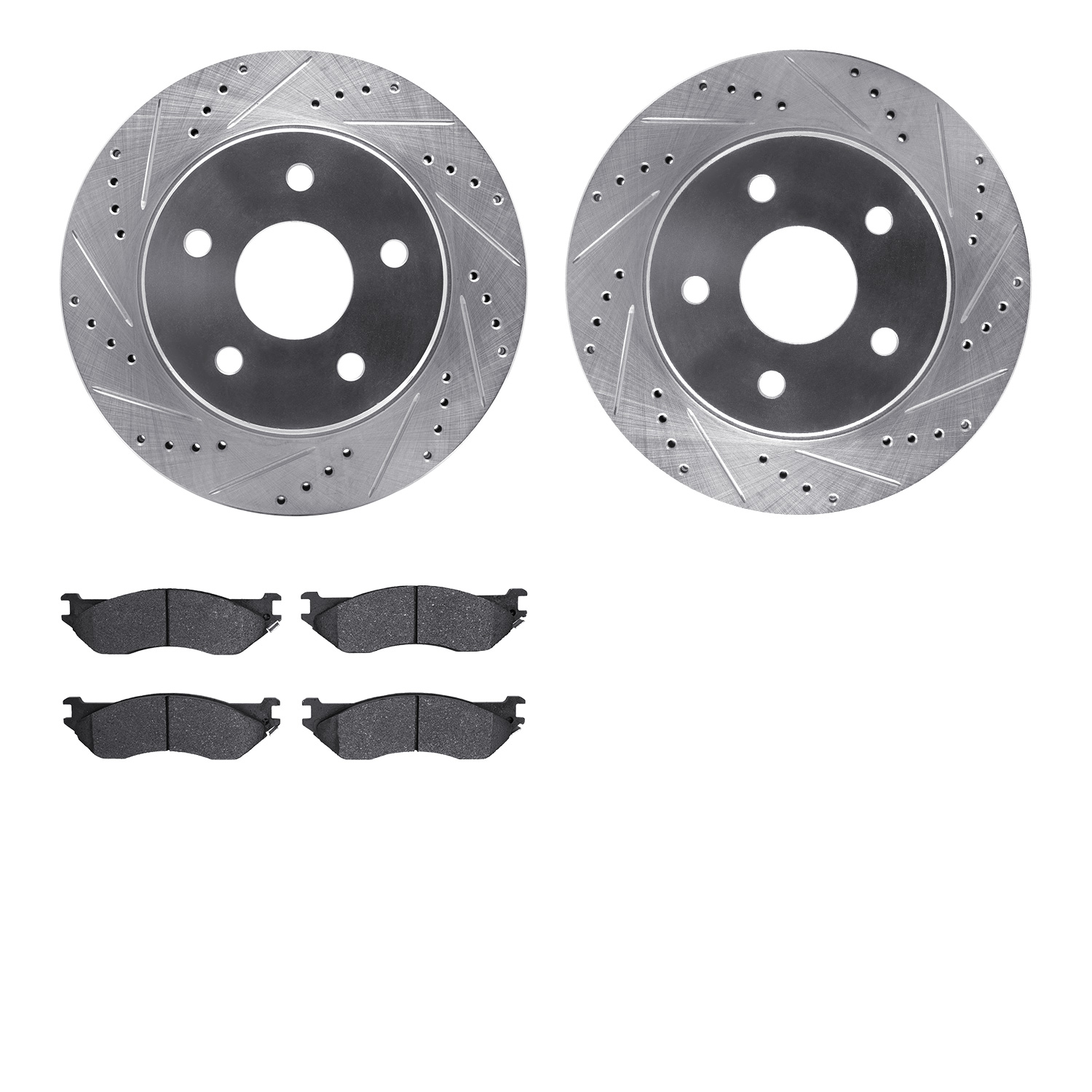 Drilled/Slotted Rotors w/Heavy-Duty Brake Pads Kit [Silver],