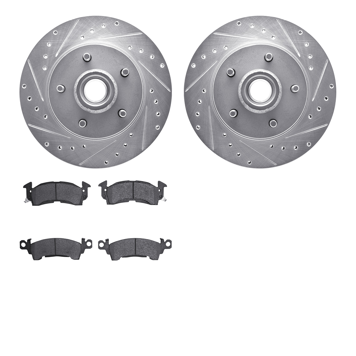 Drilled/Slotted Rotors w/Heavy-Duty Brake Pads Kit [Silver],