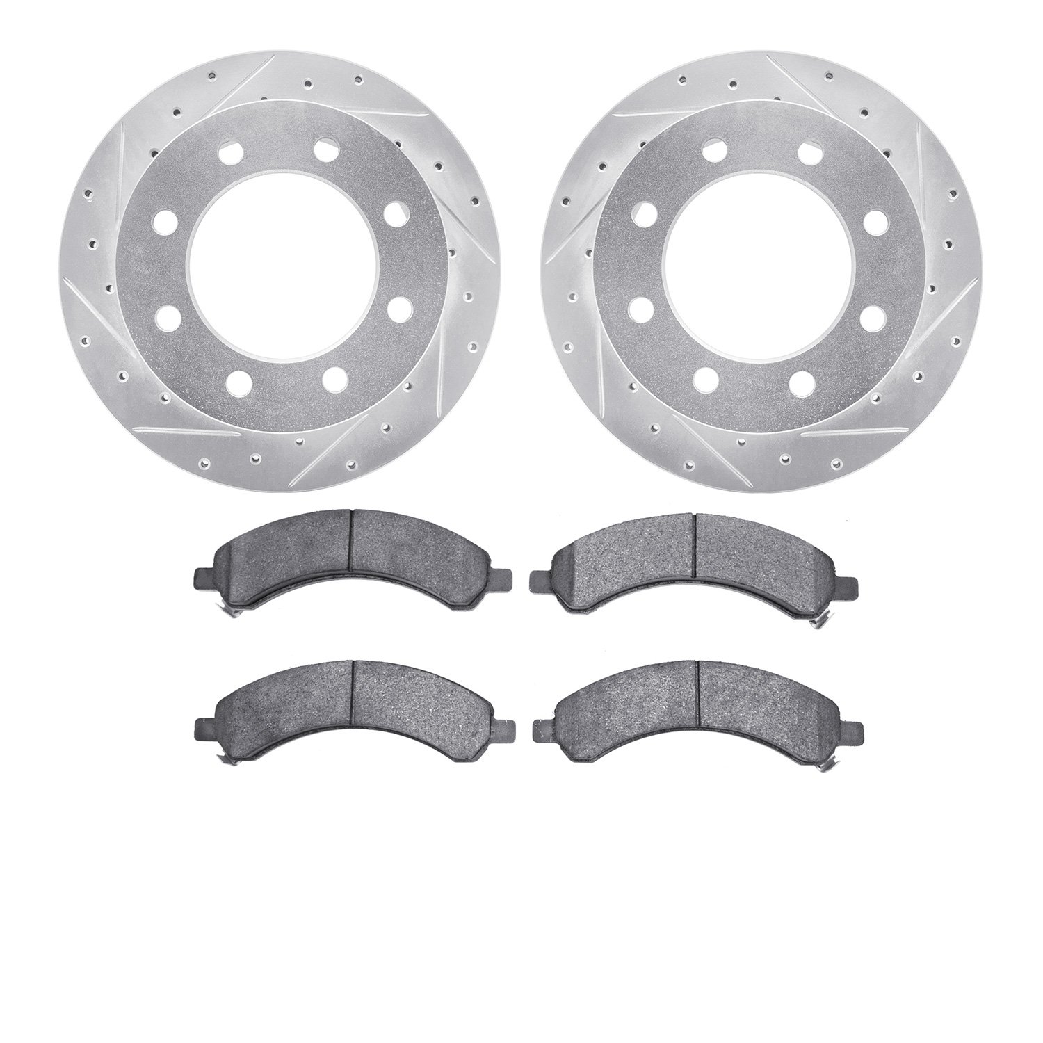 Drilled/Slotted Rotors w/Heavy-Duty Brake Pads Kit [Silver],