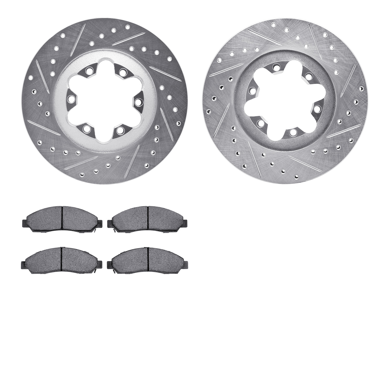 Drilled/Slotted Rotors w/Heavy-Duty Brake Pads Kit [Silver],