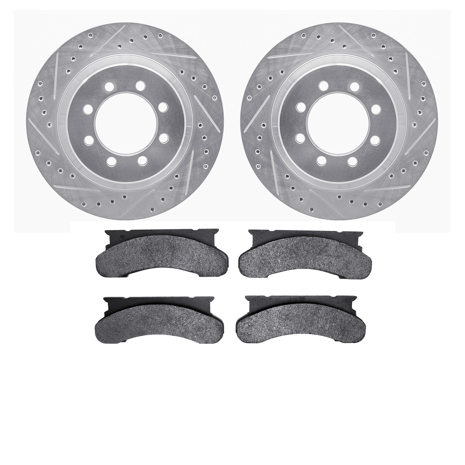 Drilled/Slotted Rotors w/Heavy-Duty Brake Pads Kit [Silver],