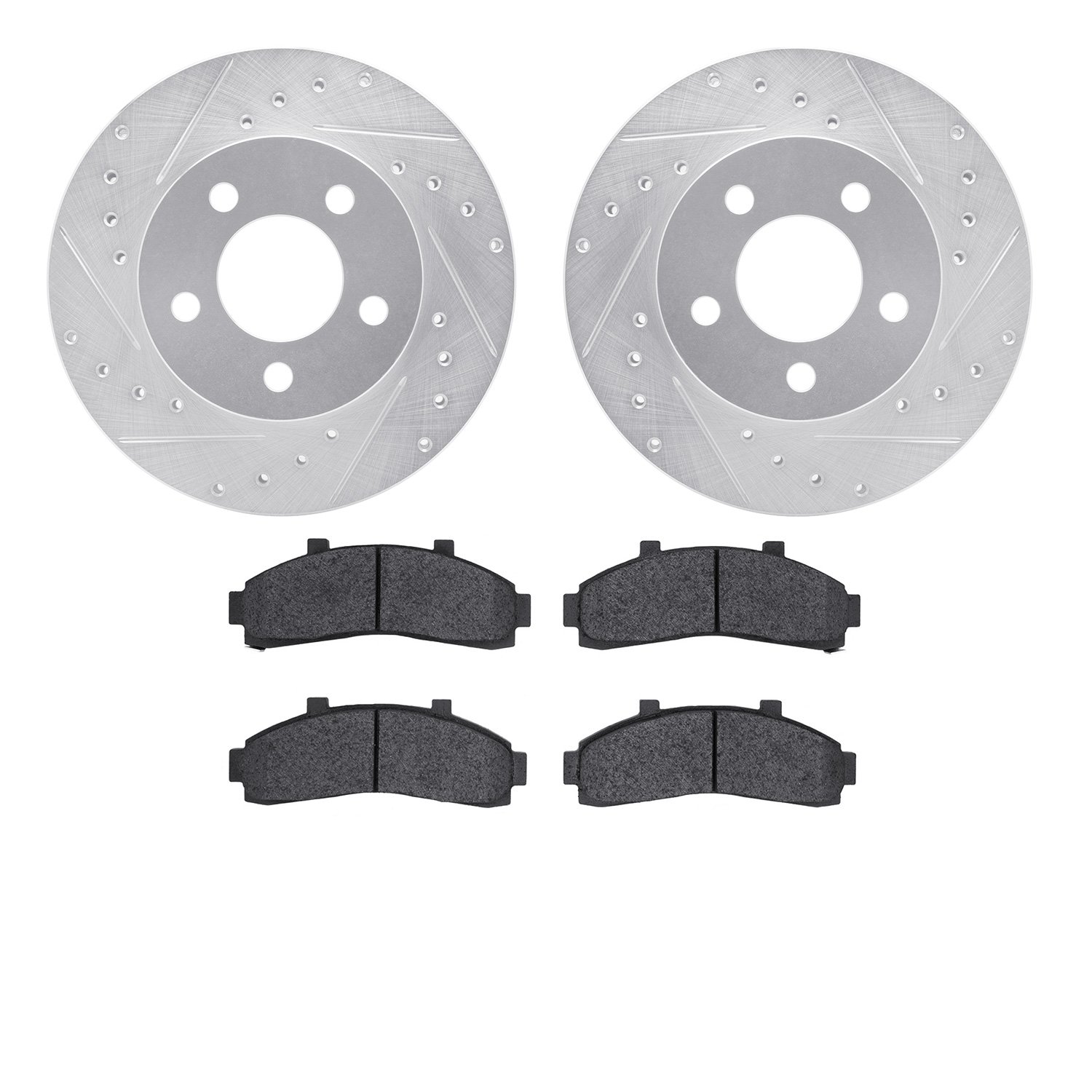 Drilled/Slotted Rotors w/Heavy-Duty Brake Pads Kit [Silver],