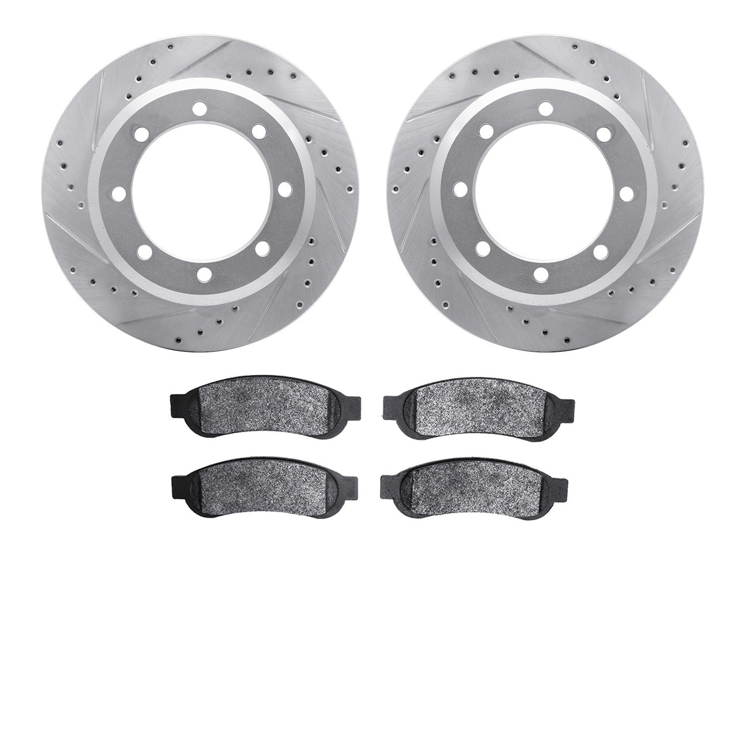 Drilled/Slotted Rotors w/Heavy-Duty Brake Pads Kit [Silver],