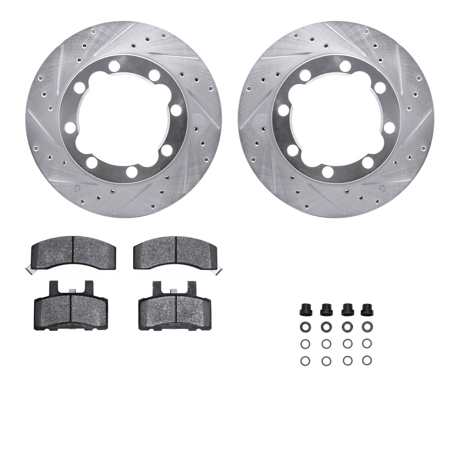 Drilled/Slotted Rotors w/Heavy-Duty Brake Pads Kit & Hardware