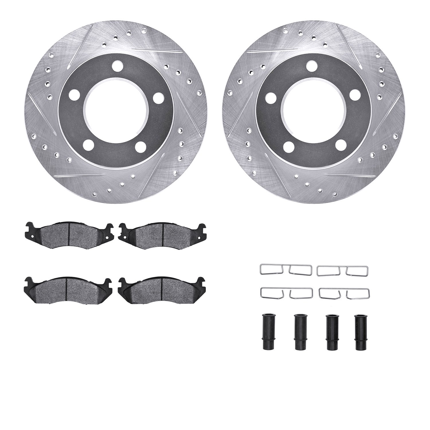 Drilled/Slotted Rotors w/Heavy-Duty Brake Pads Kit & Hardware