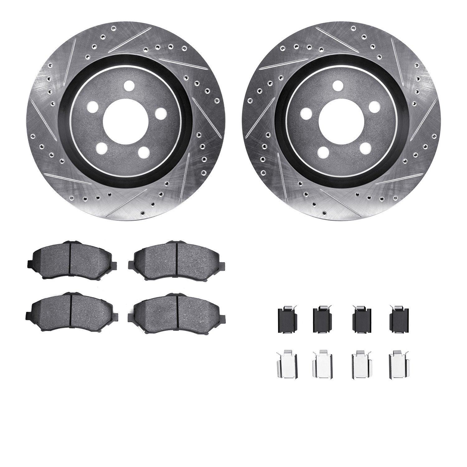 Drilled/Slotted Rotors w/Heavy-Duty Brake Pads Kit & Hardware