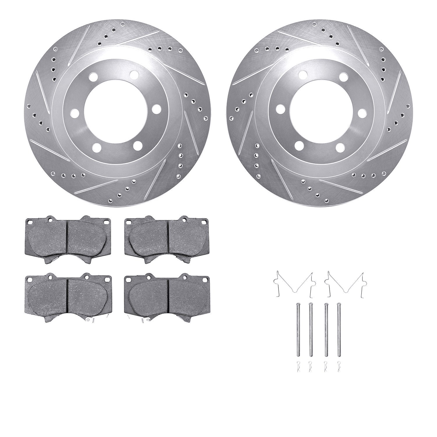 Drilled/Slotted Rotors w/Heavy-Duty Brake Pads Kit & Hardware