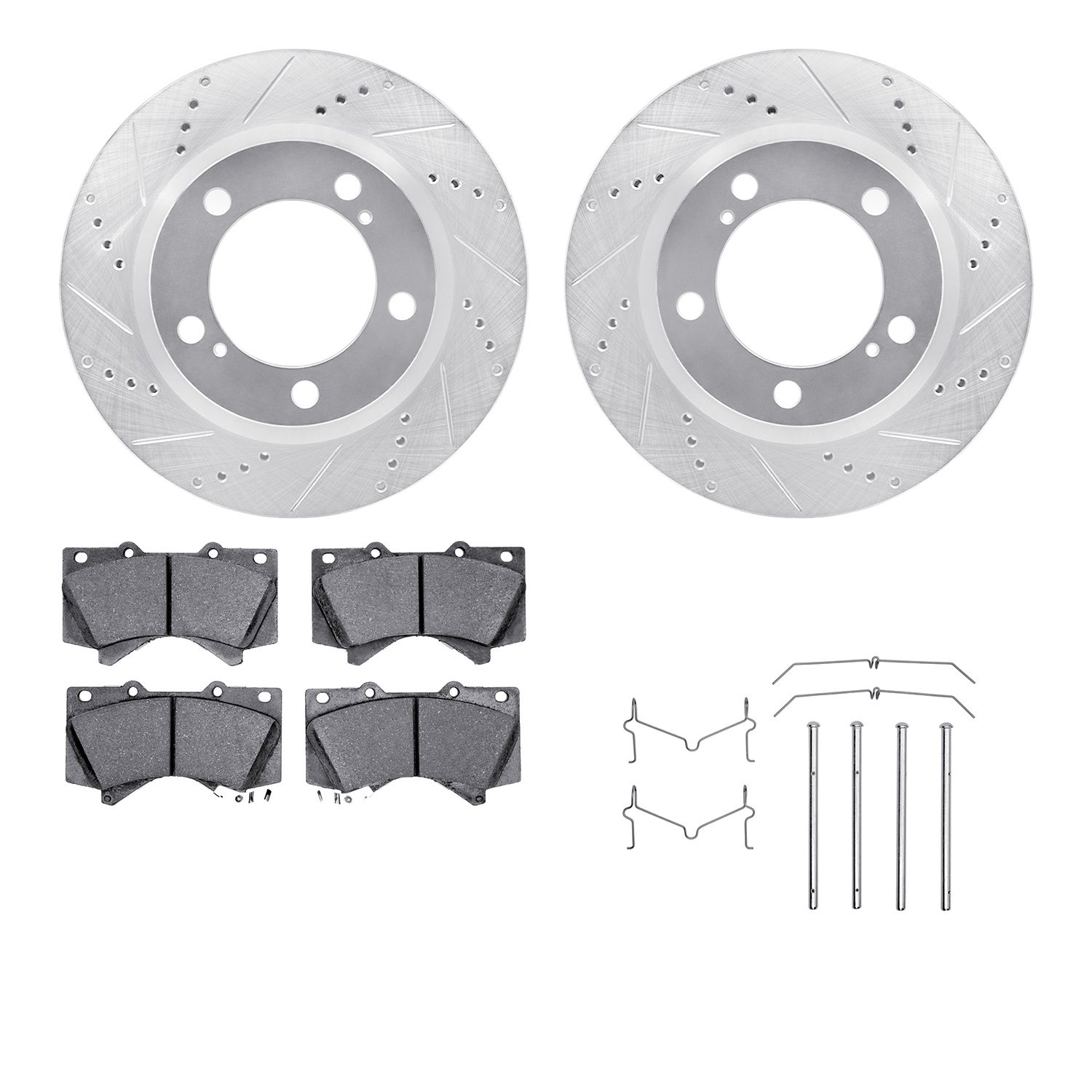 Drilled/Slotted Rotors w/Heavy-Duty Brake Pads Kit & Hardware