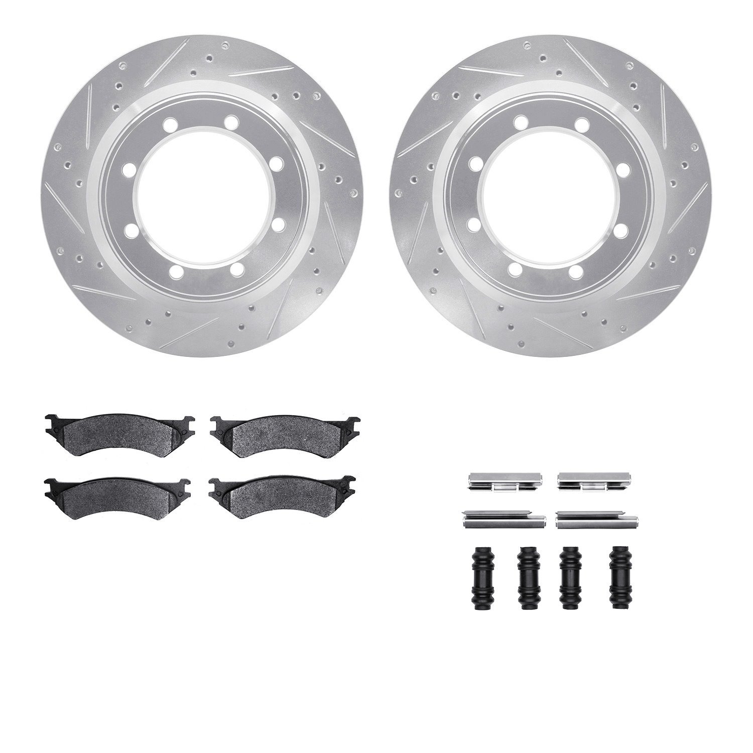 Drilled/Slotted Rotors w/Heavy-Duty Brake Pads Kit & Hardware