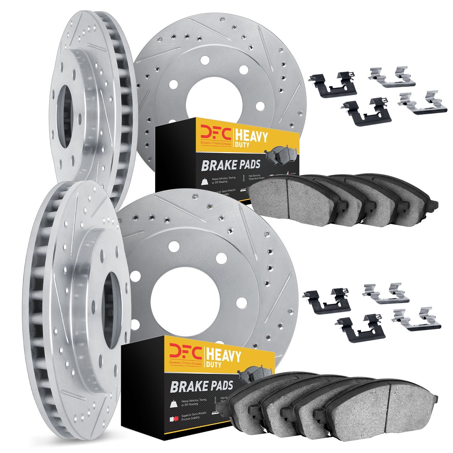 7214-54004 Drilled/Slotted Rotors w/Heavy-Duty Brake Pads Kit & Hardware [Silver], 2012-2014 Ford/Lincoln/Mercury/Mazda, Positio