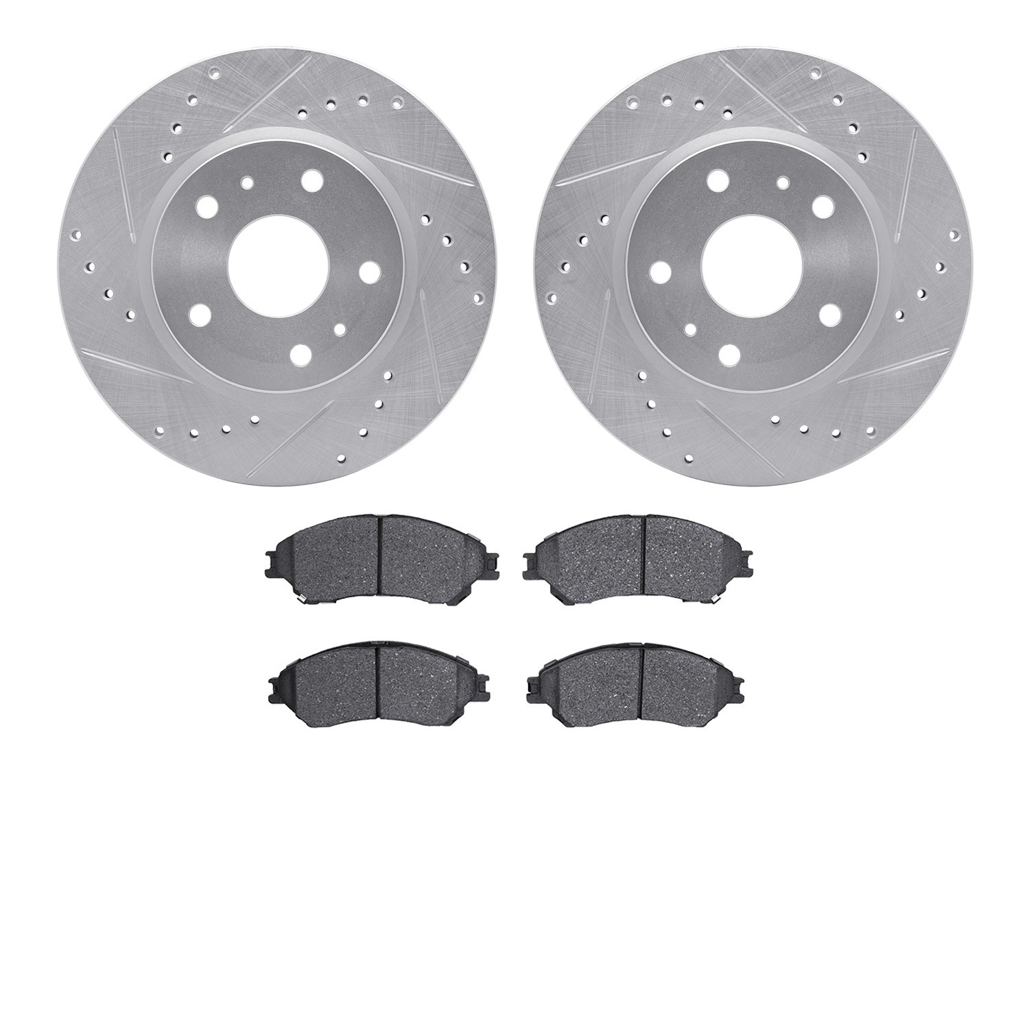 7302-01001 Drilled/Slotted Brake Rotor with 3000-Series Ceramic Brake Pads Kit [Silver], 2014-2019 Suzuki, Position: Front