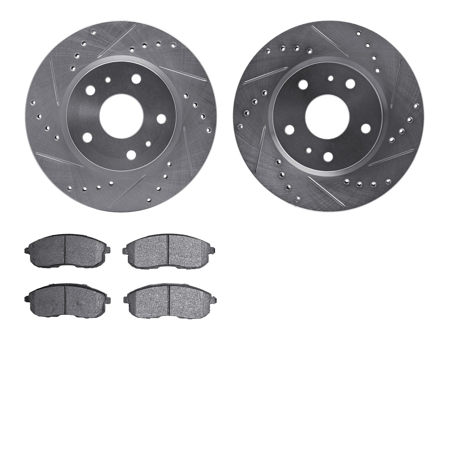 7302-01011 Drilled/Slotted Brake Rotor with 3000-Series Ceramic Brake Pads Kit [Silver], 2007-2014 Suzuki, Position: Front